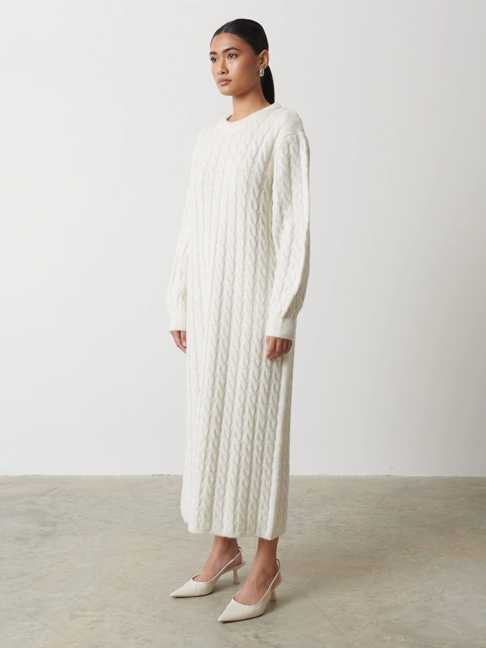 Elisha Cable Knit Midaxi Dress - Cream - Image 4