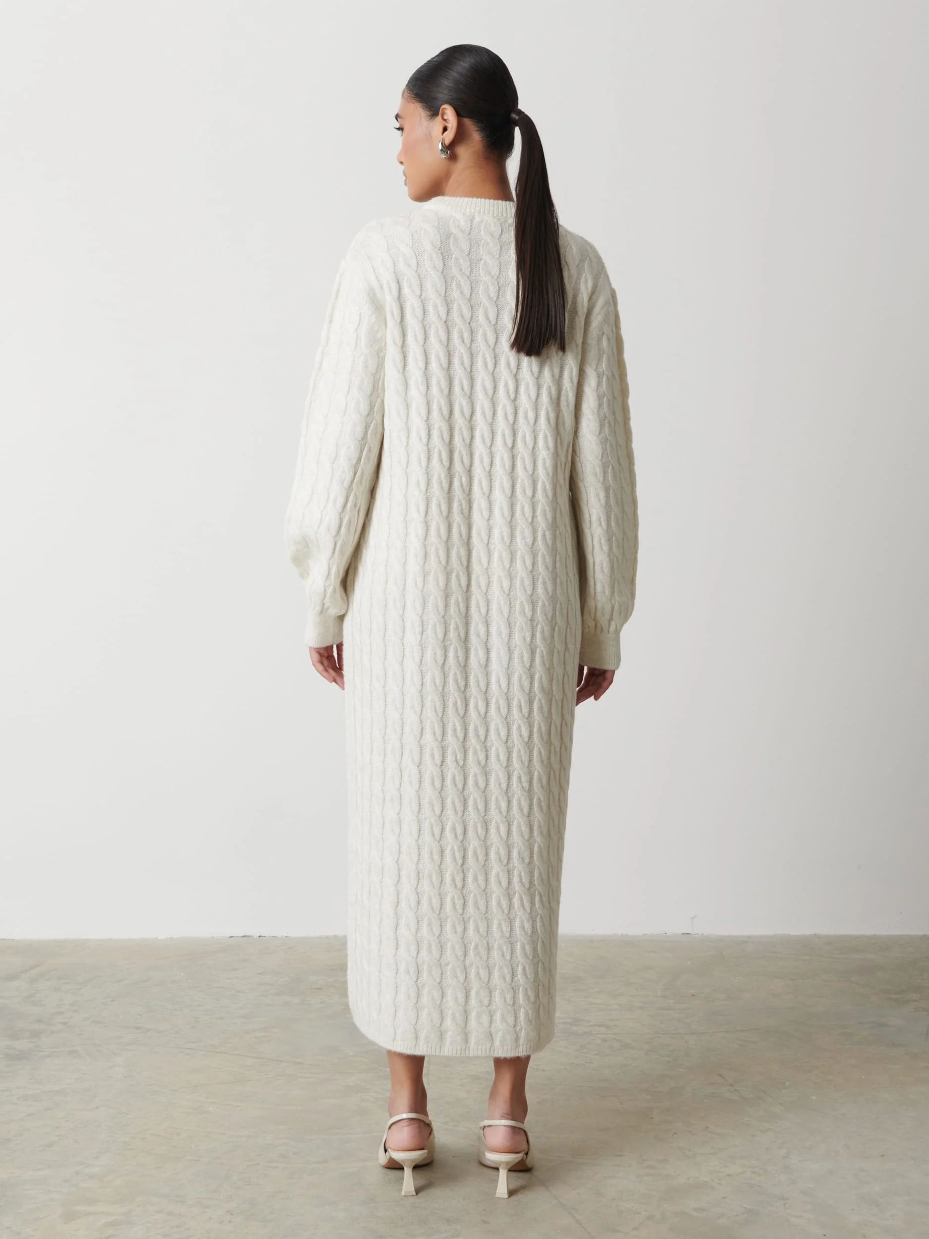 Elisha Cable Knit Midaxi Dress - Cream - Image 5