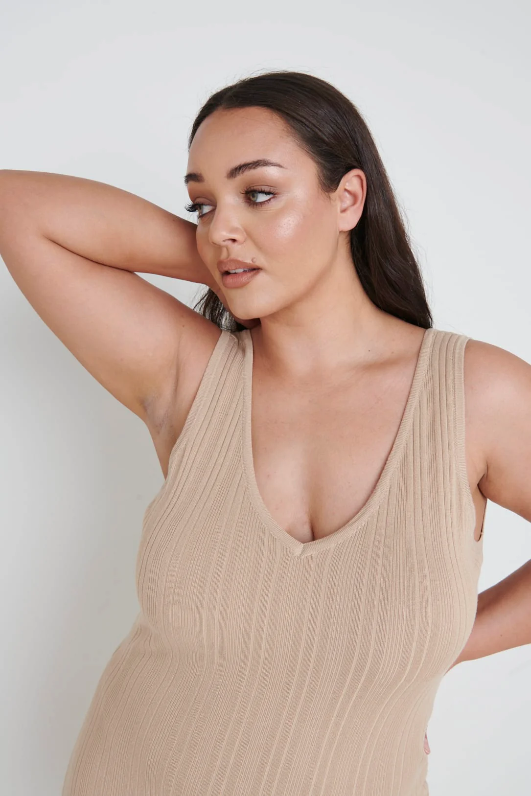 Eliza A-Line Dress Curve - Beige - Image 2