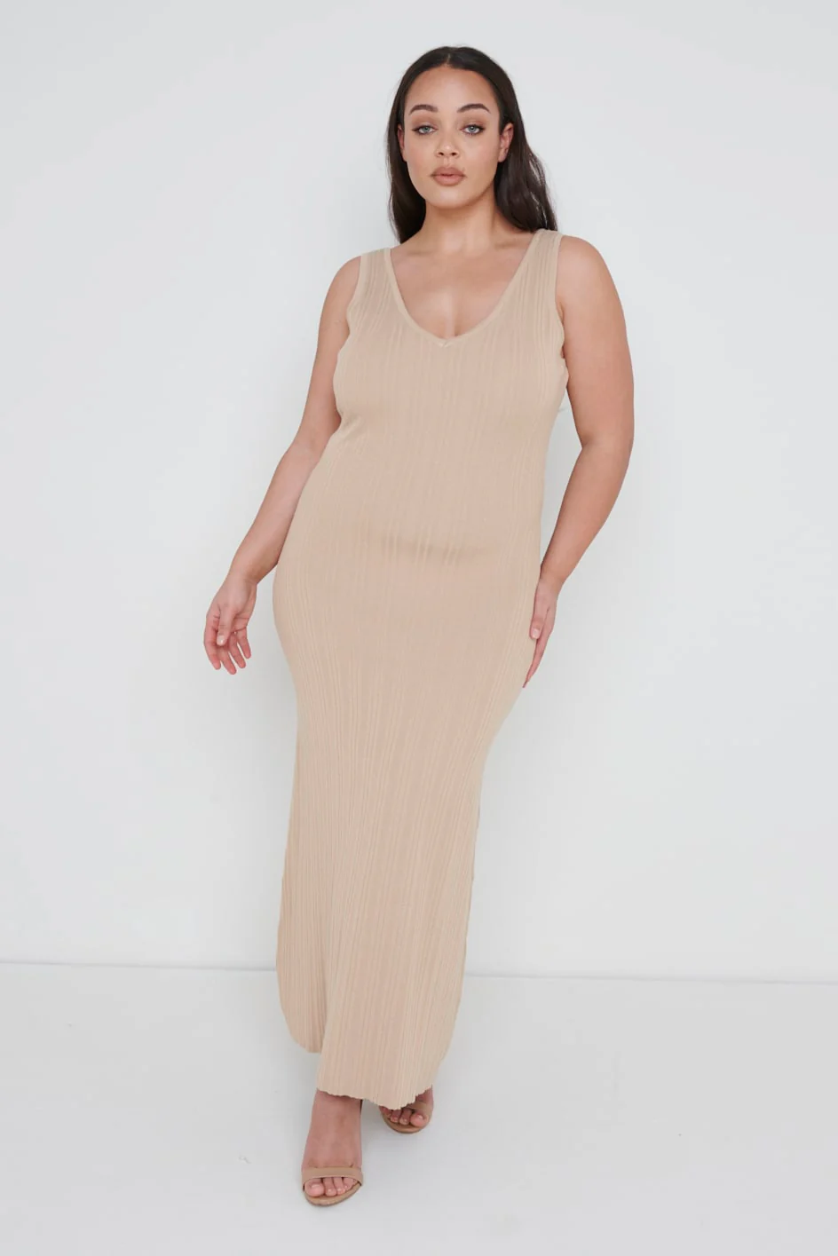 Eliza A-Line Dress Curve - Beige - Image 4