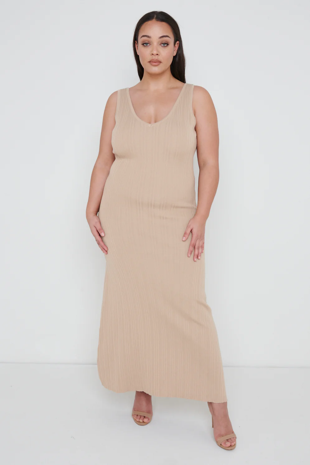 Eliza A-Line Dress Curve - Beige - Image 5