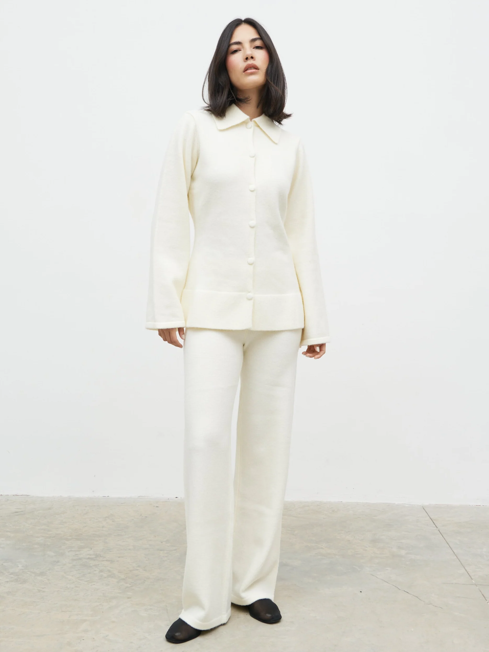 Ellice Collared Knit Cardigan - Cream - Image 4