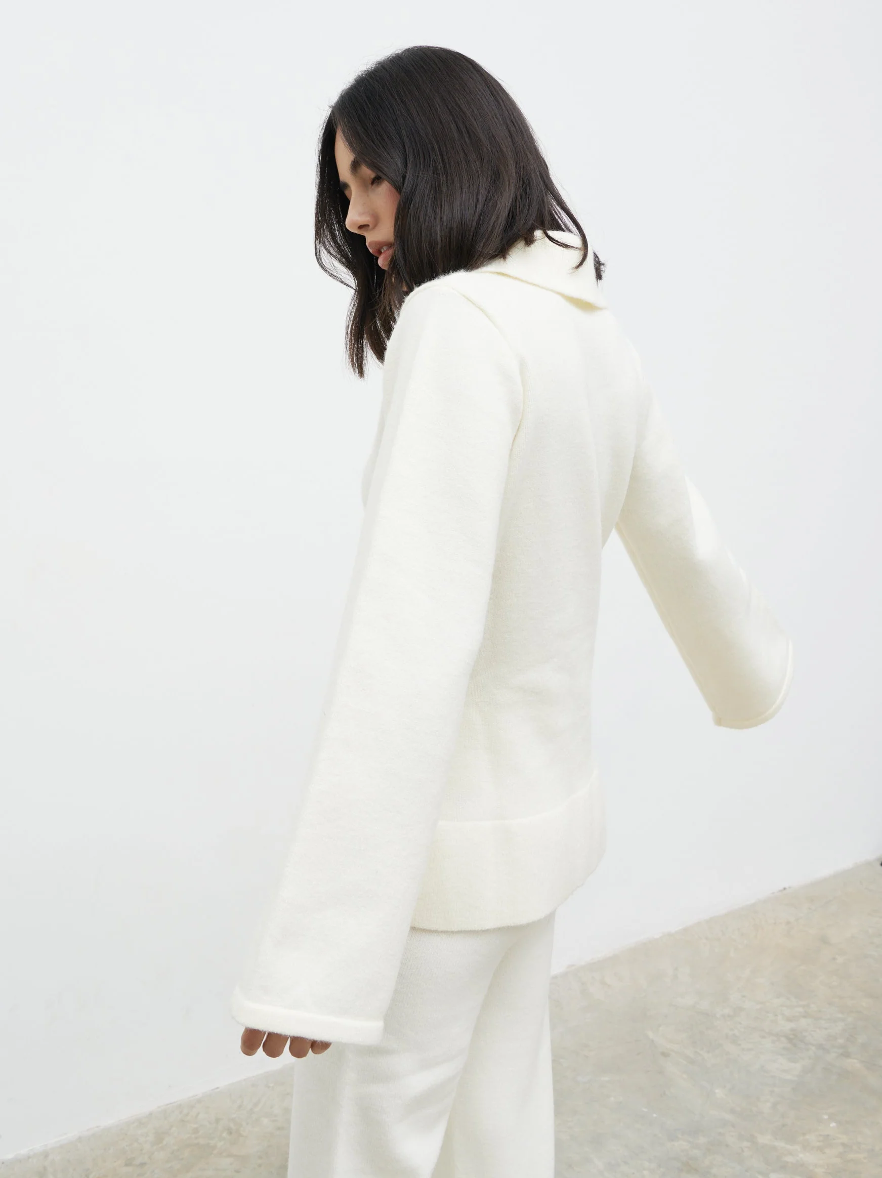 Ellice Collared Knit Cardigan - Cream - Image 8