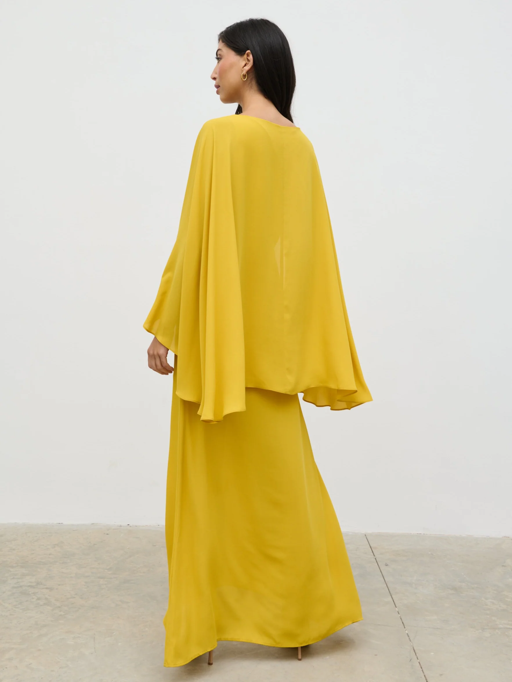 Ellison Cape Knot Maxi Dress - Yellow Ochre - Image 4