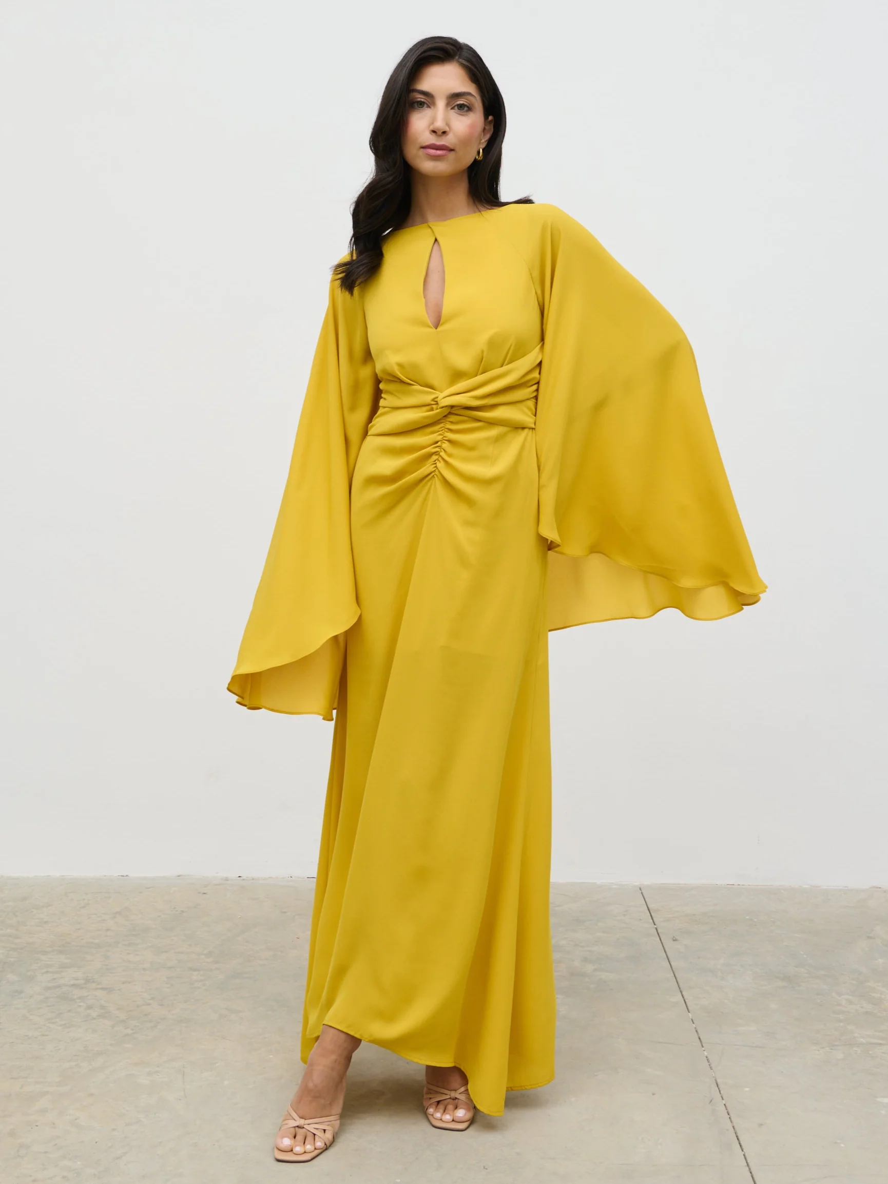 Ellison Cape Knot Maxi Dress - Yellow Ochre - Image 5