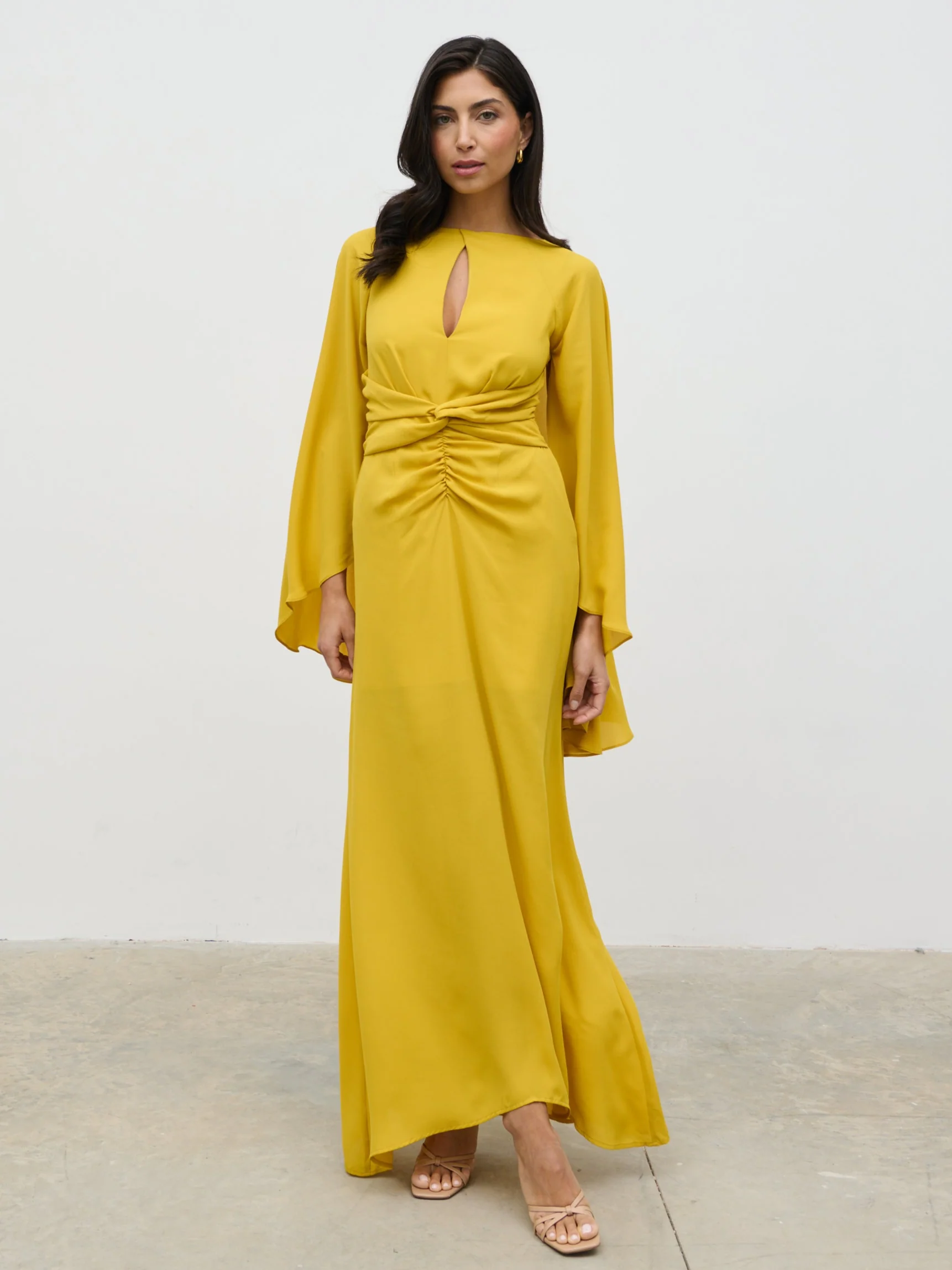 Ellison Cape Knot Maxi Dress - Yellow Ochre - Image 6