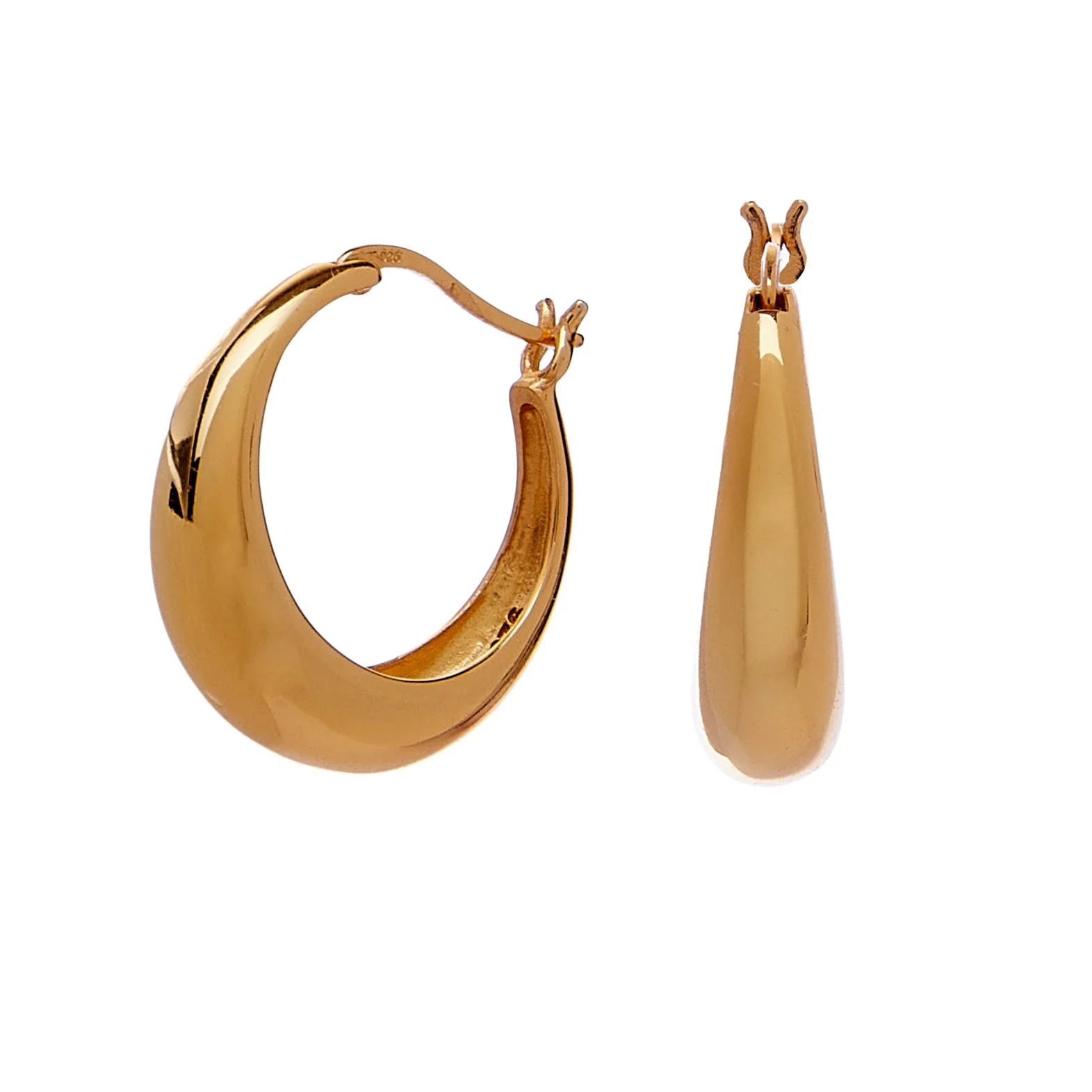 Eloma Boat Shaped Earrings - Recycled Silver Gold Plated - Image 5