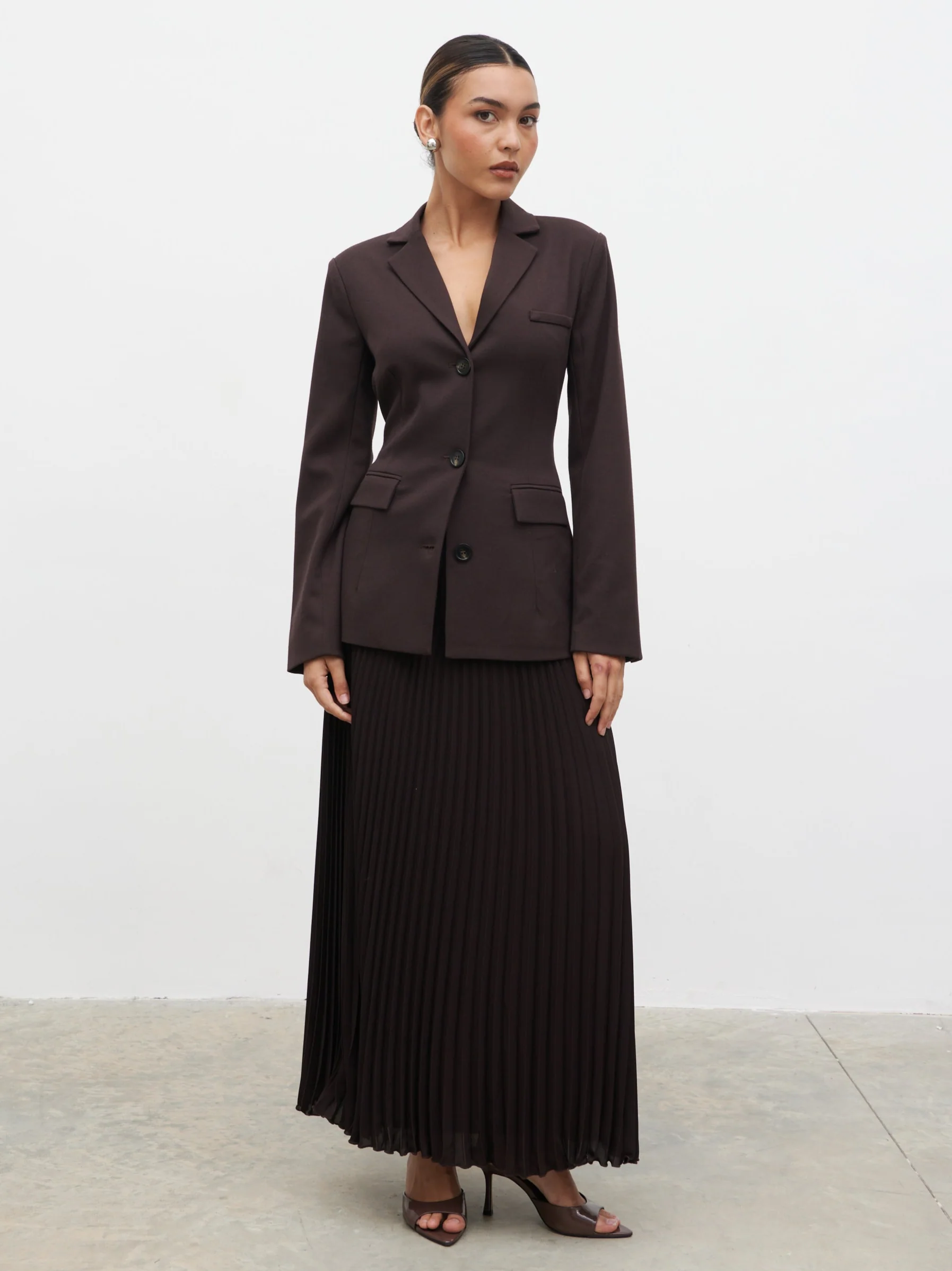 Elsa Cinched Blazer - Brown - Image 4