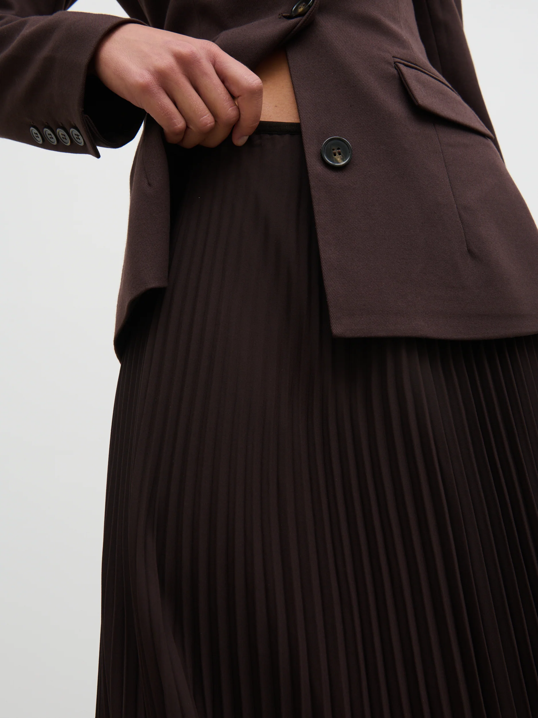 Elsa Pleated Midaxi Skirt - Brown - Image 3