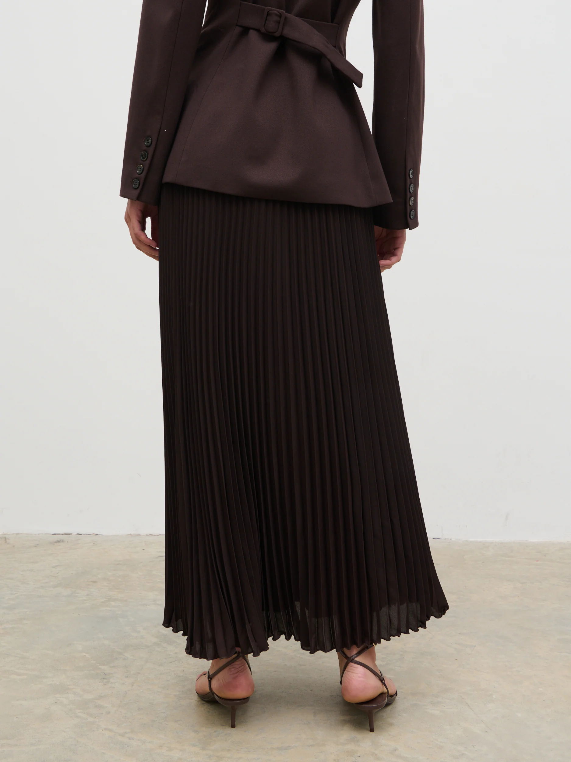 Elsa Pleated Midaxi Skirt - Brown - Image 5