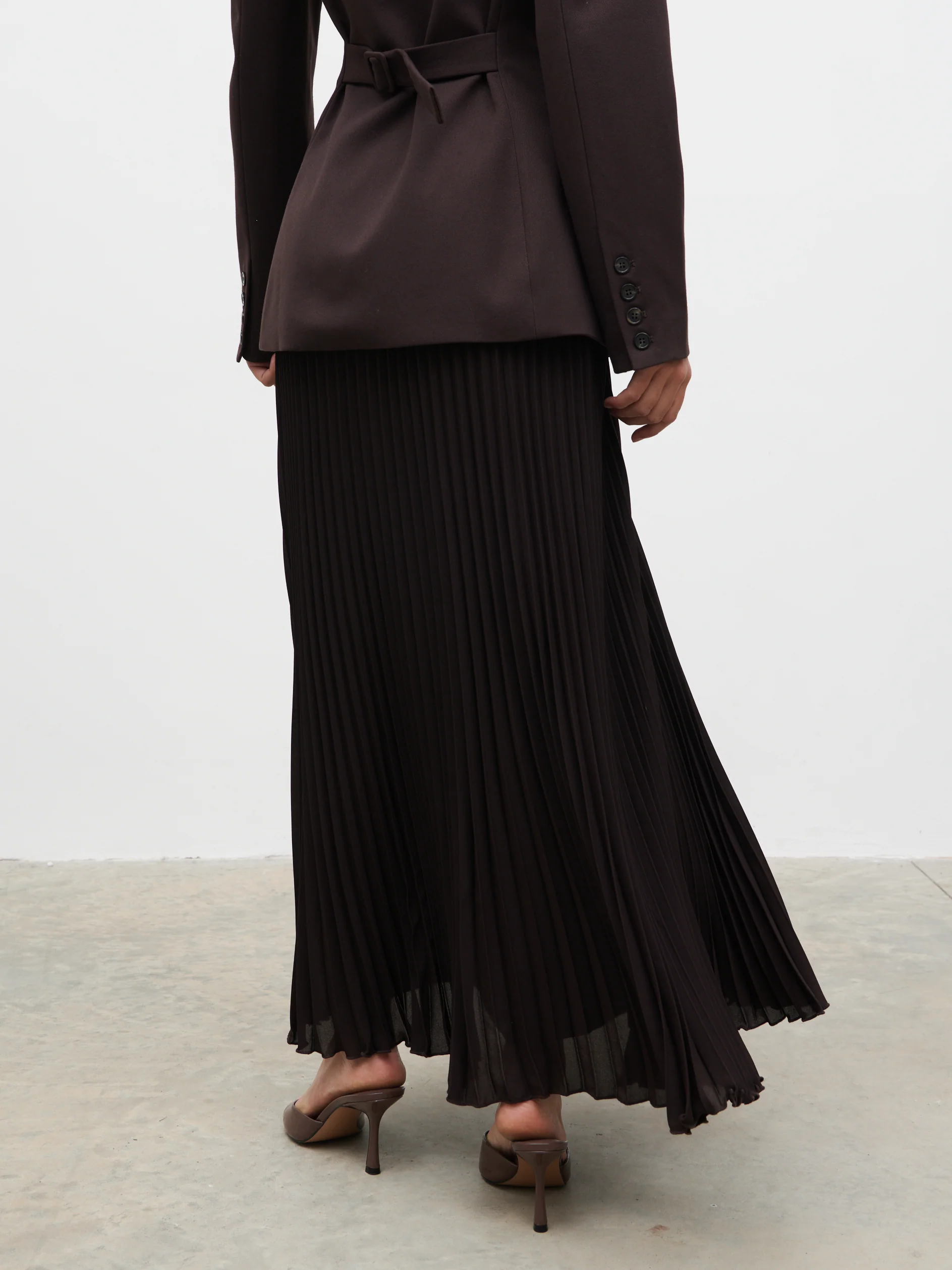 Elsa Pleated Midaxi Skirt - Brown - Image 6