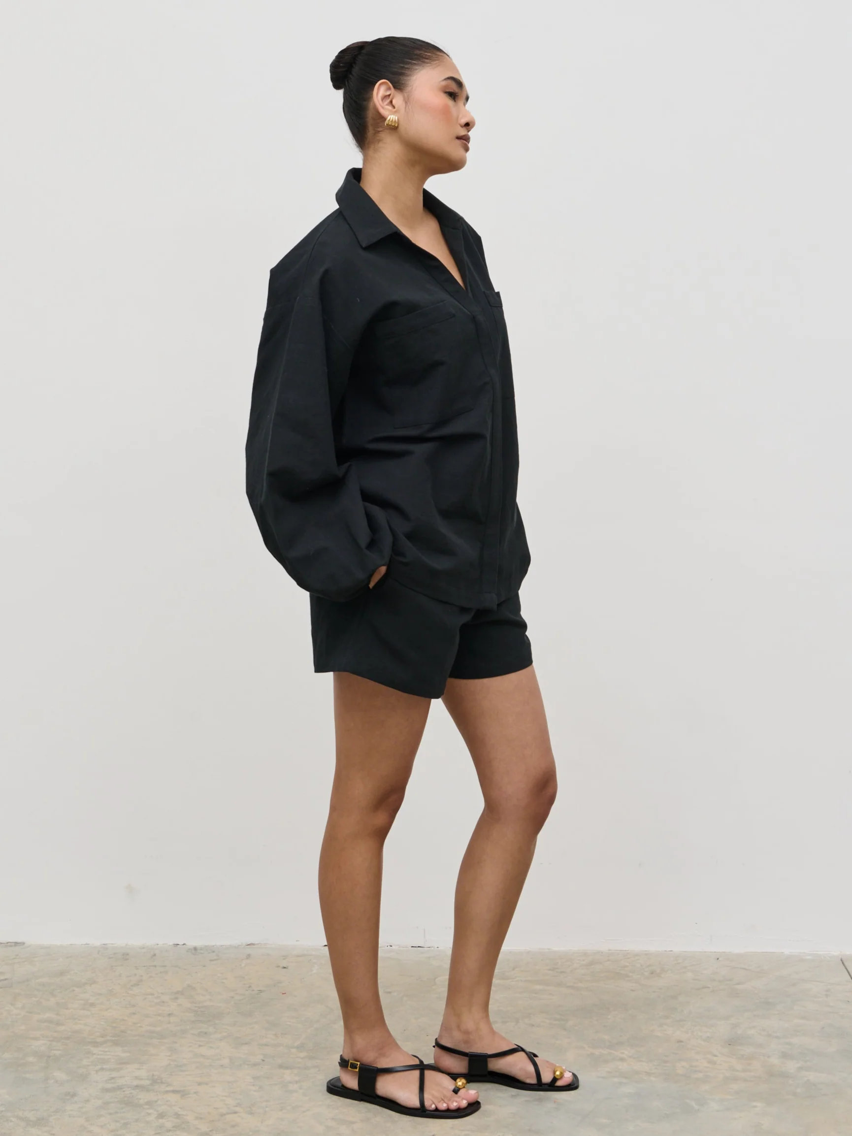 Emerson Balloon Sleeve Shirt - Black - Image 2