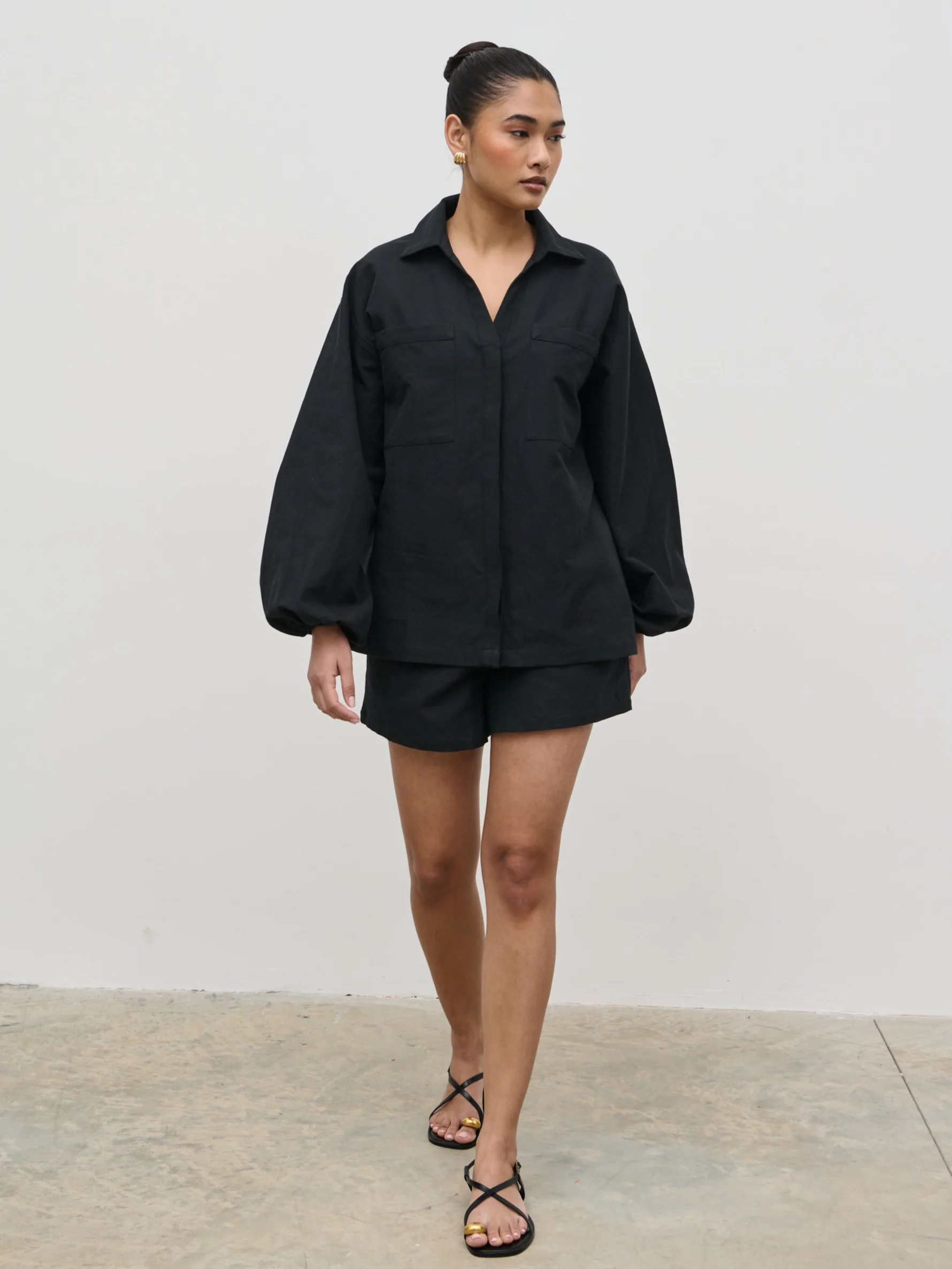 Emerson Balloon Sleeve Shirt - Black - Image 3