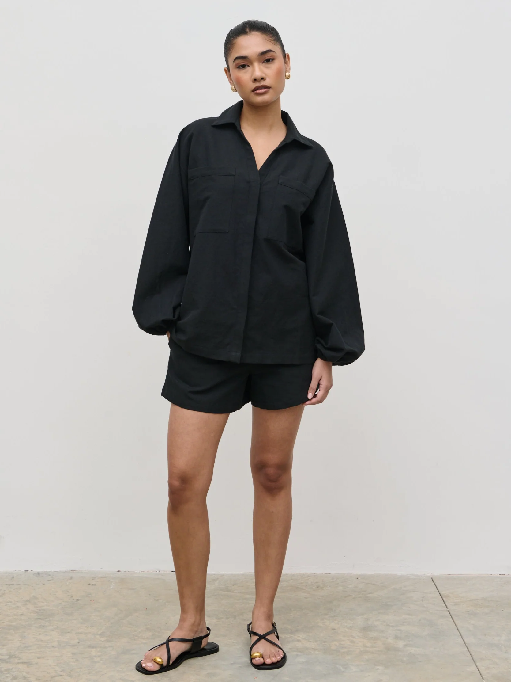 Emerson Balloon Sleeve Shirt - Black - Image 4