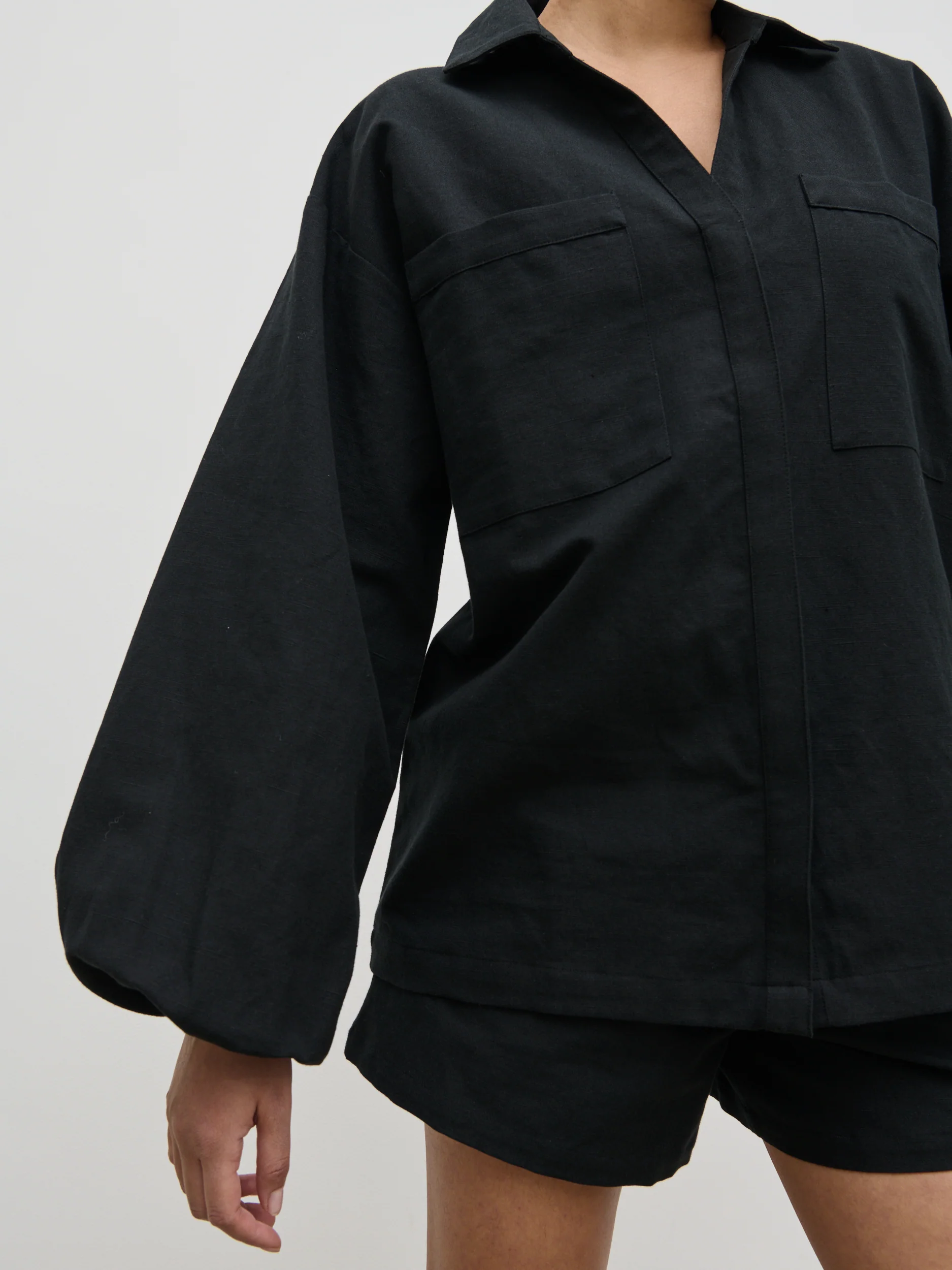 Emerson Balloon Sleeve Shirt - Black - Image 5