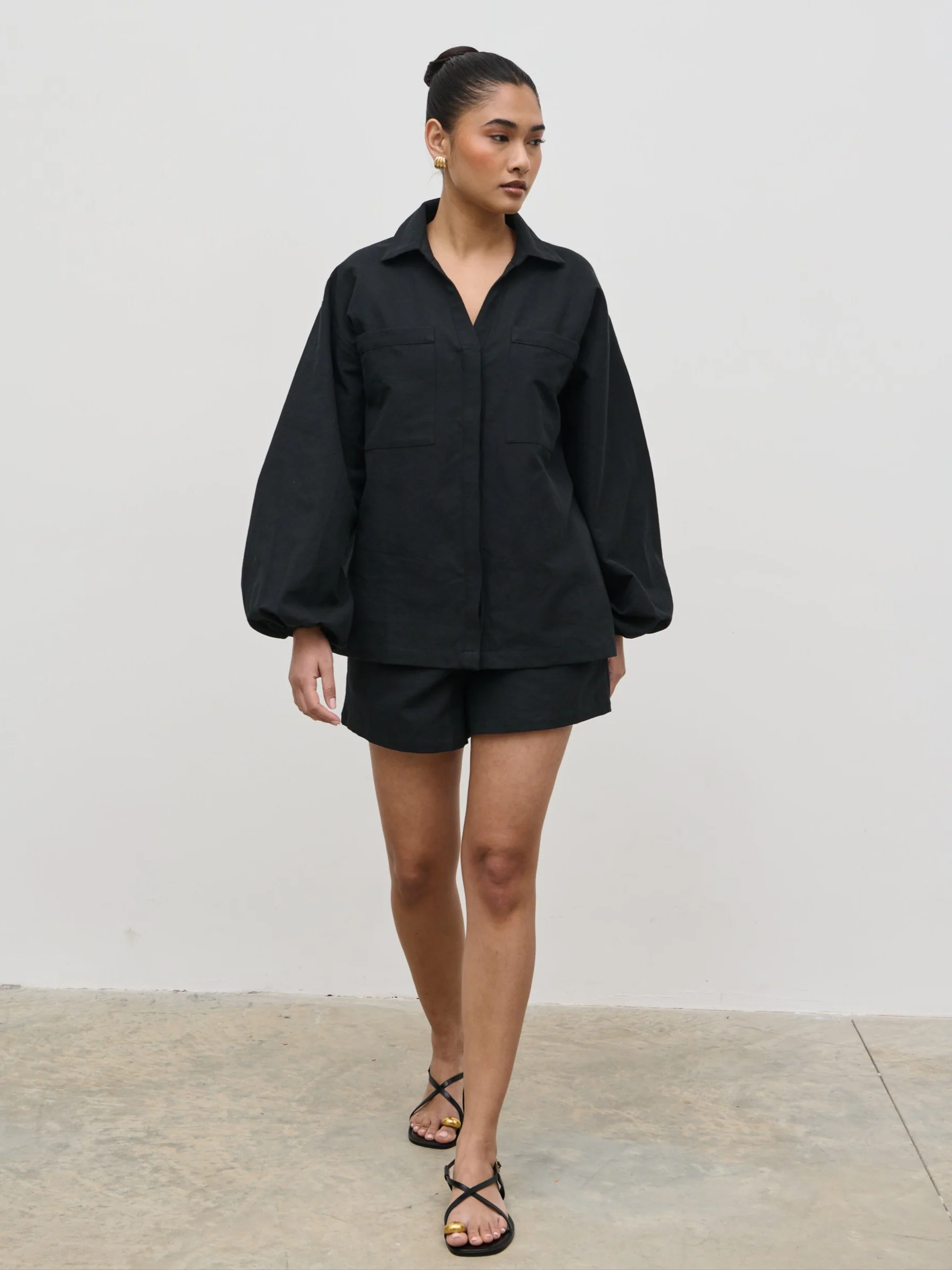 Emerson Cotton Shorts - Black - Image 6