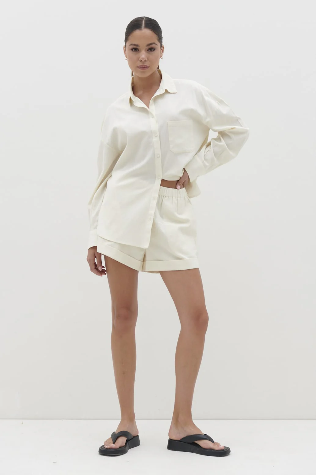 Emery Boxy Shirt - Cream - Image 3