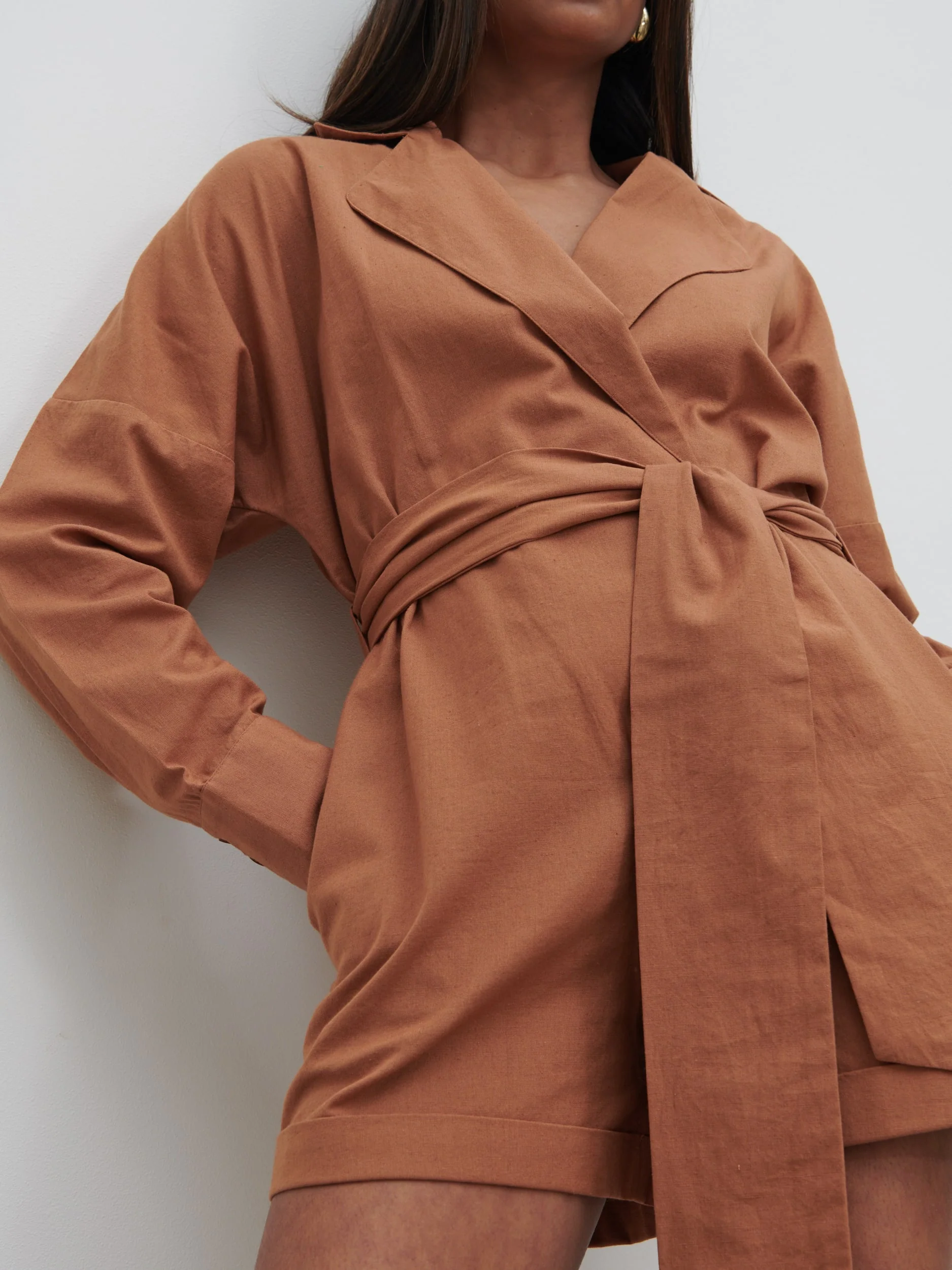 Emilie Belted Playsuit - Biscuit - Image 2