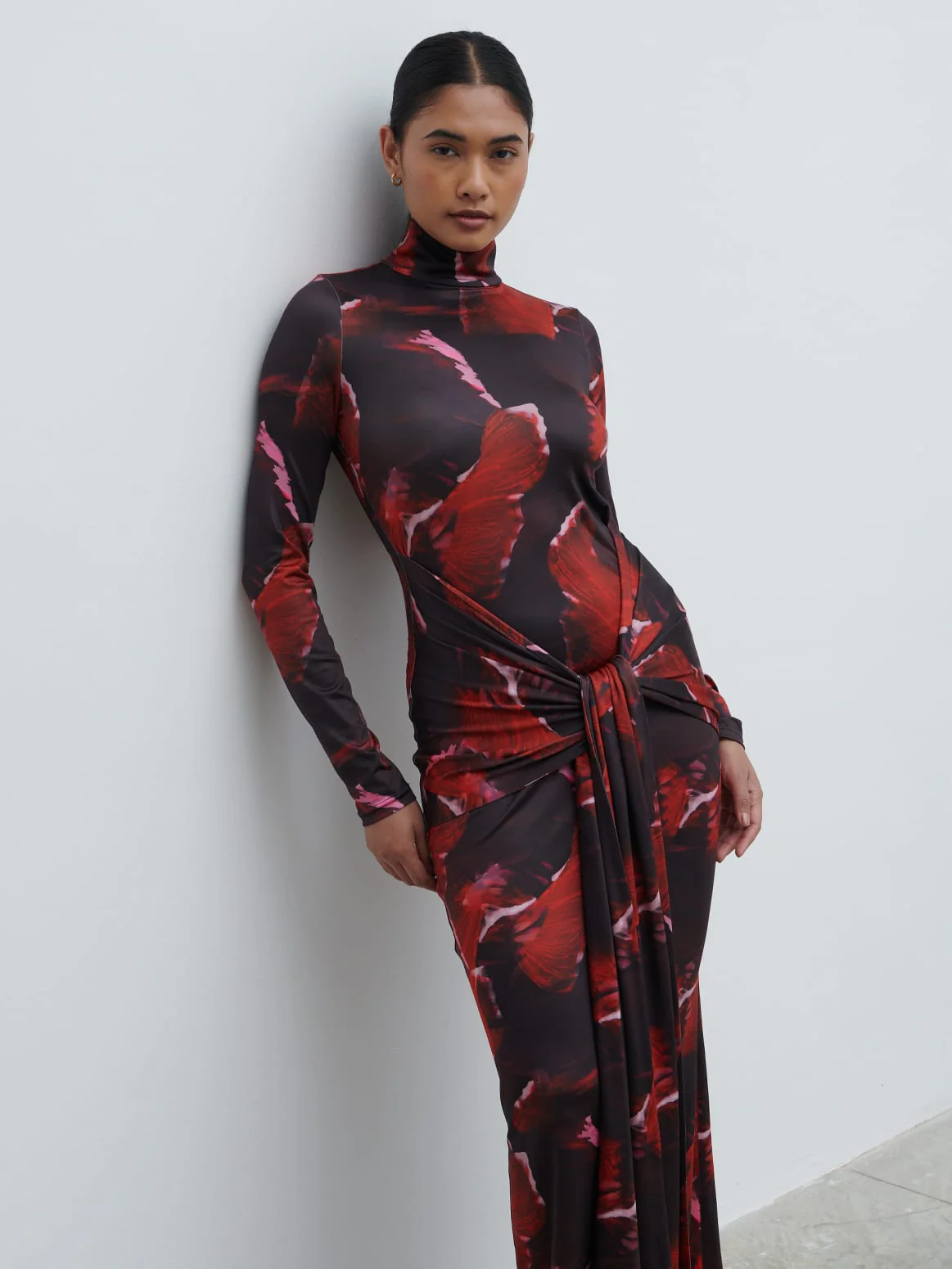 Emmeline High Neck Jersey Maxi Dress - Print - Image 3