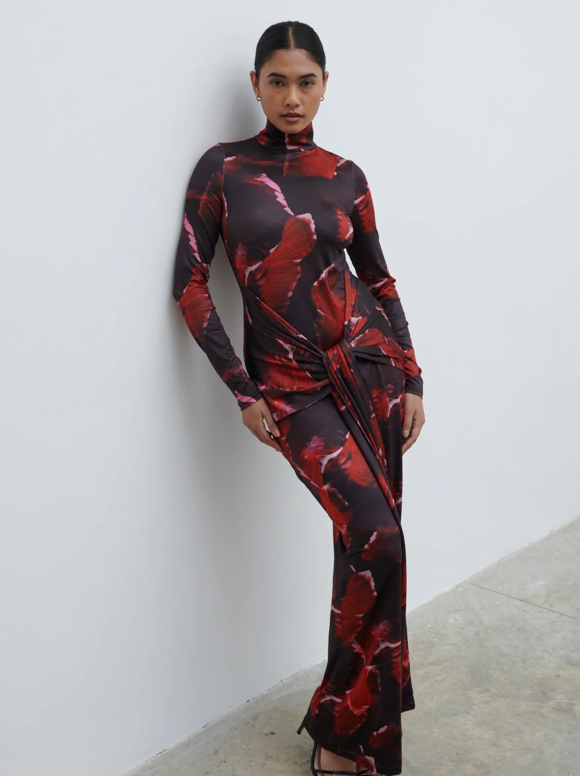 Emmeline High Neck Jersey Maxi Dress - Print - Image 5