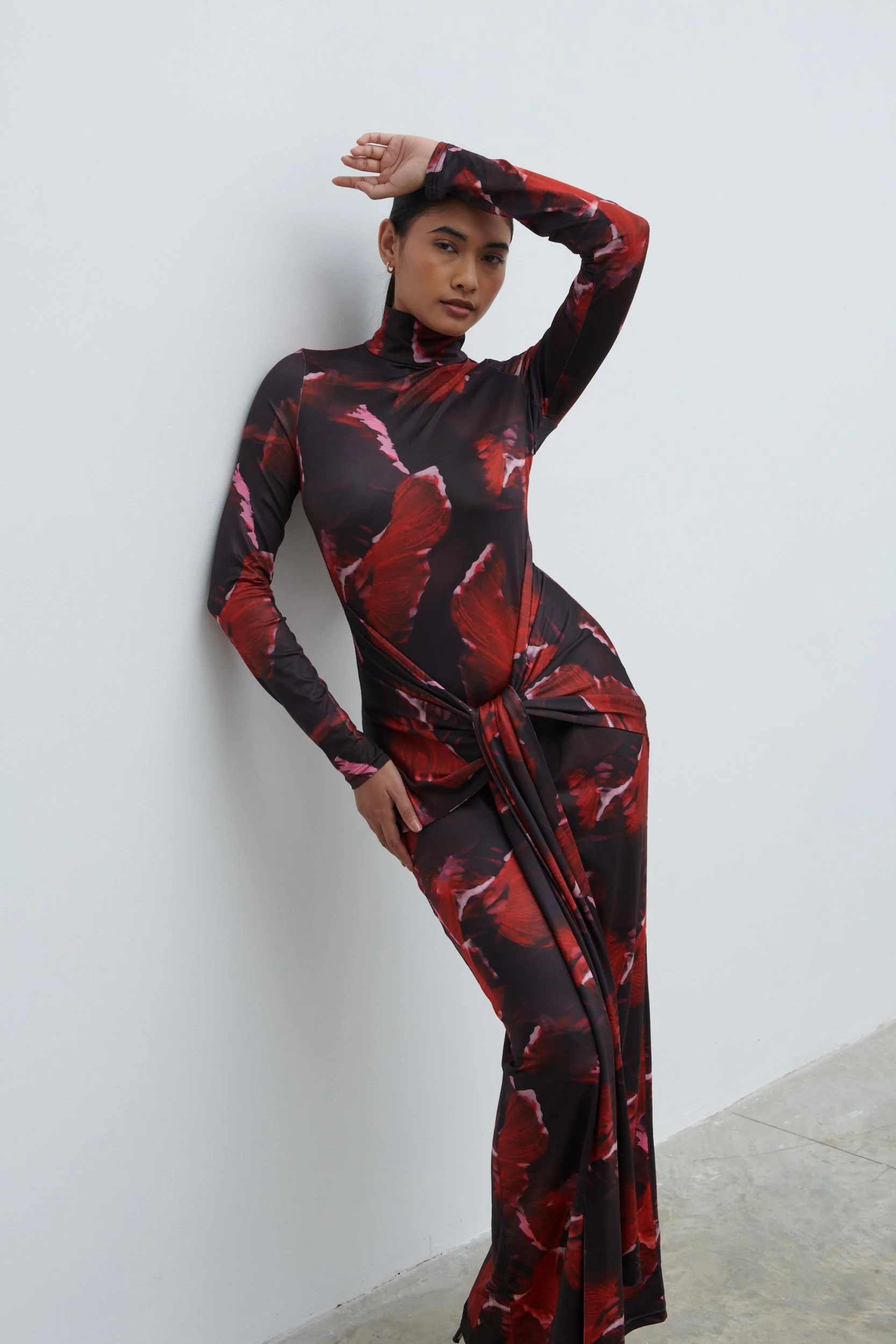 Emmeline High Neck Jersey Maxi Dress - Print - Image 7