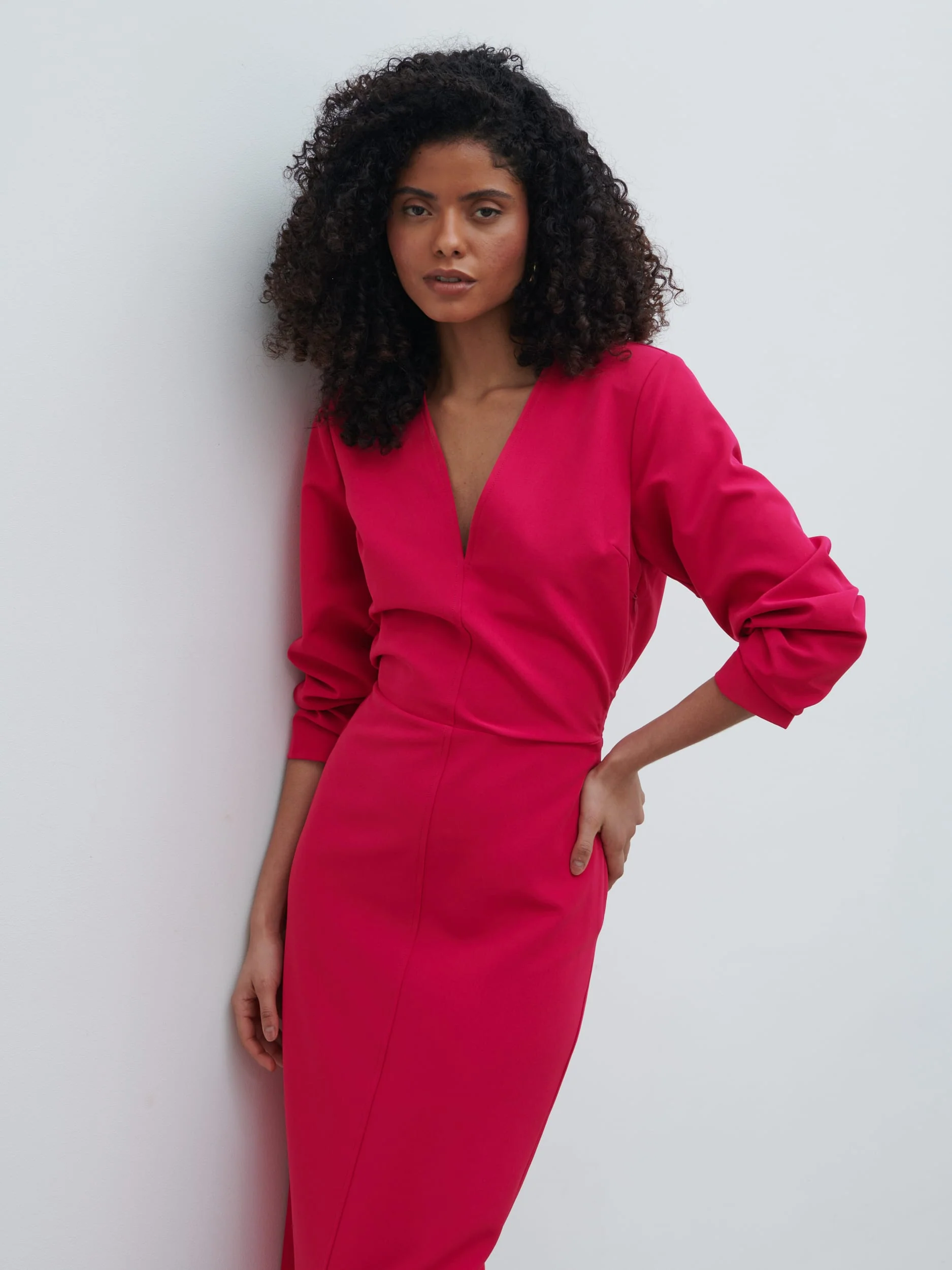Escala V-Neck Maxi Dress - Fuchsia - Image 2