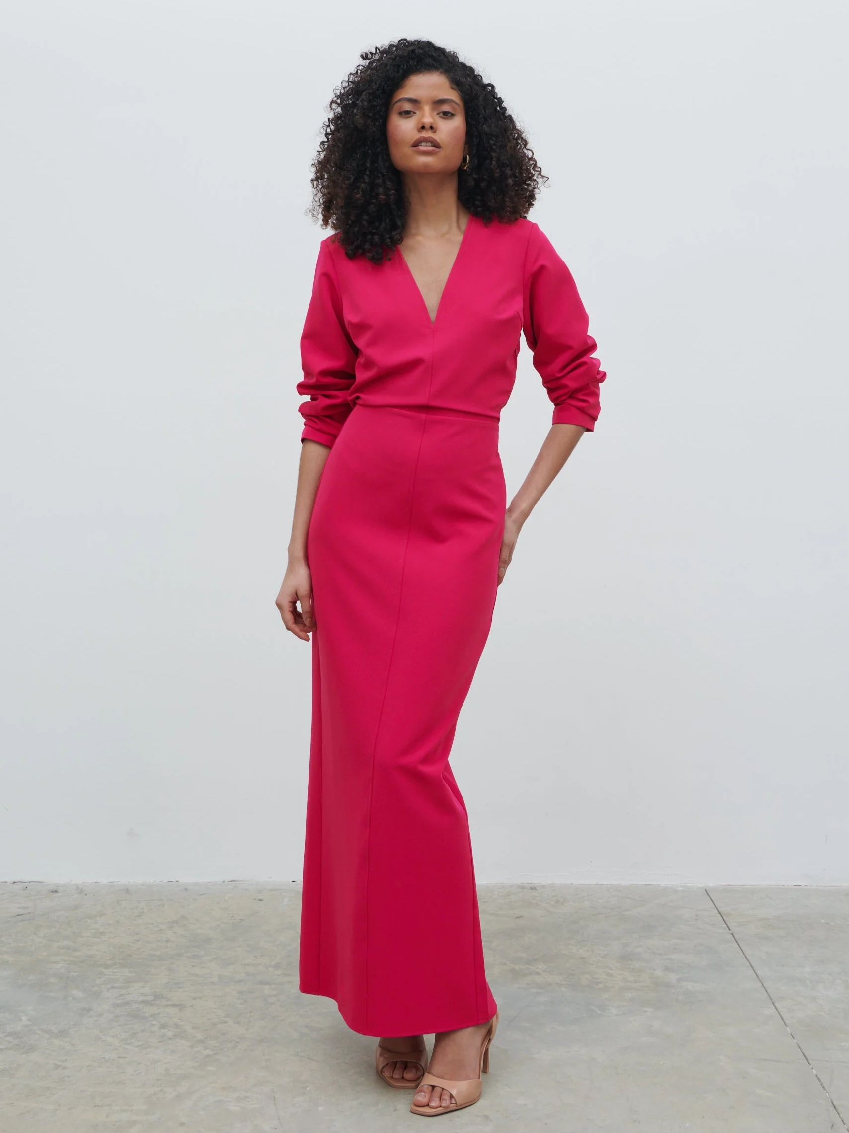 Escala V-Neck Maxi Dress - Fuchsia - Image 3