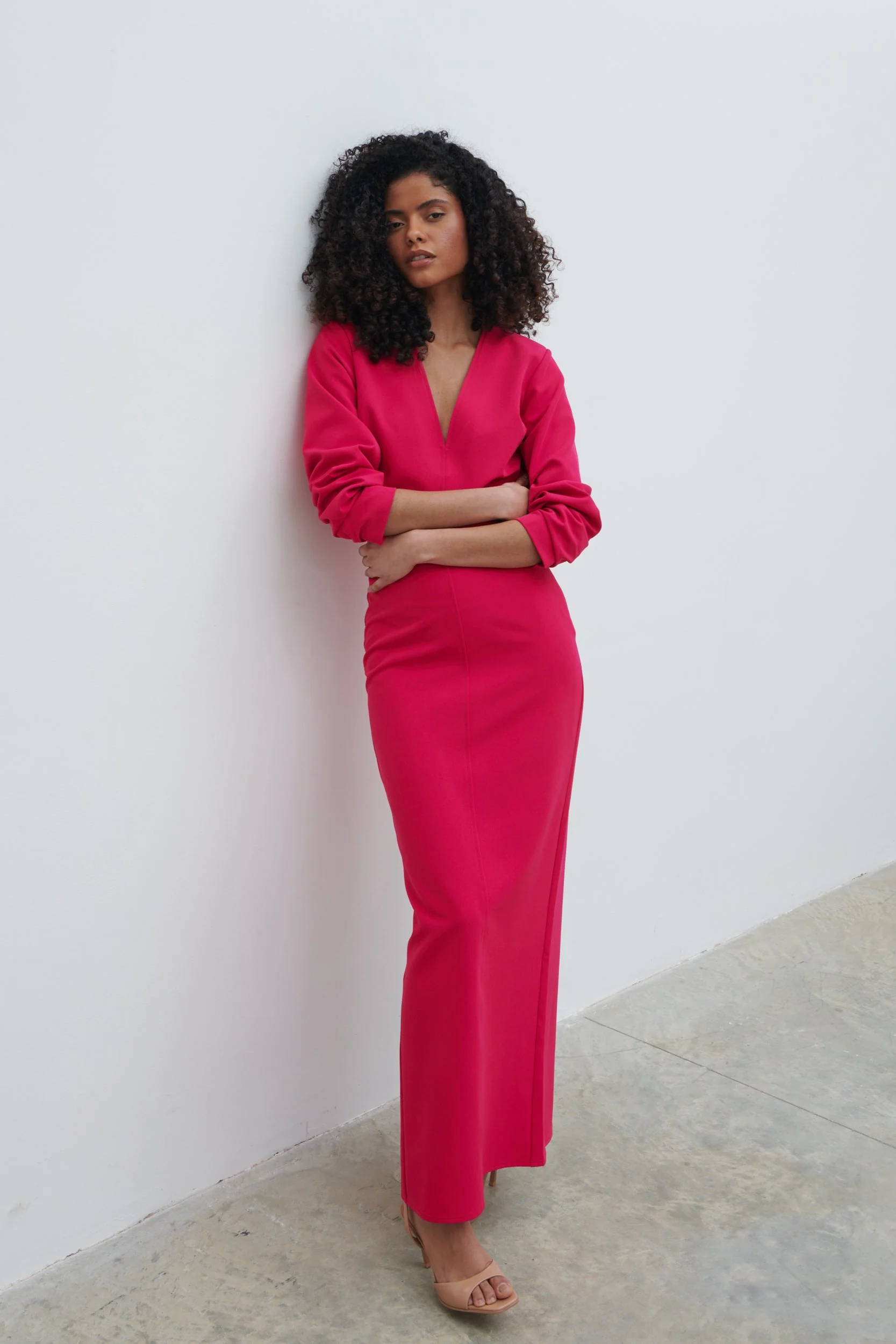 Escala V-Neck Maxi Dress - Fuchsia - Image 4