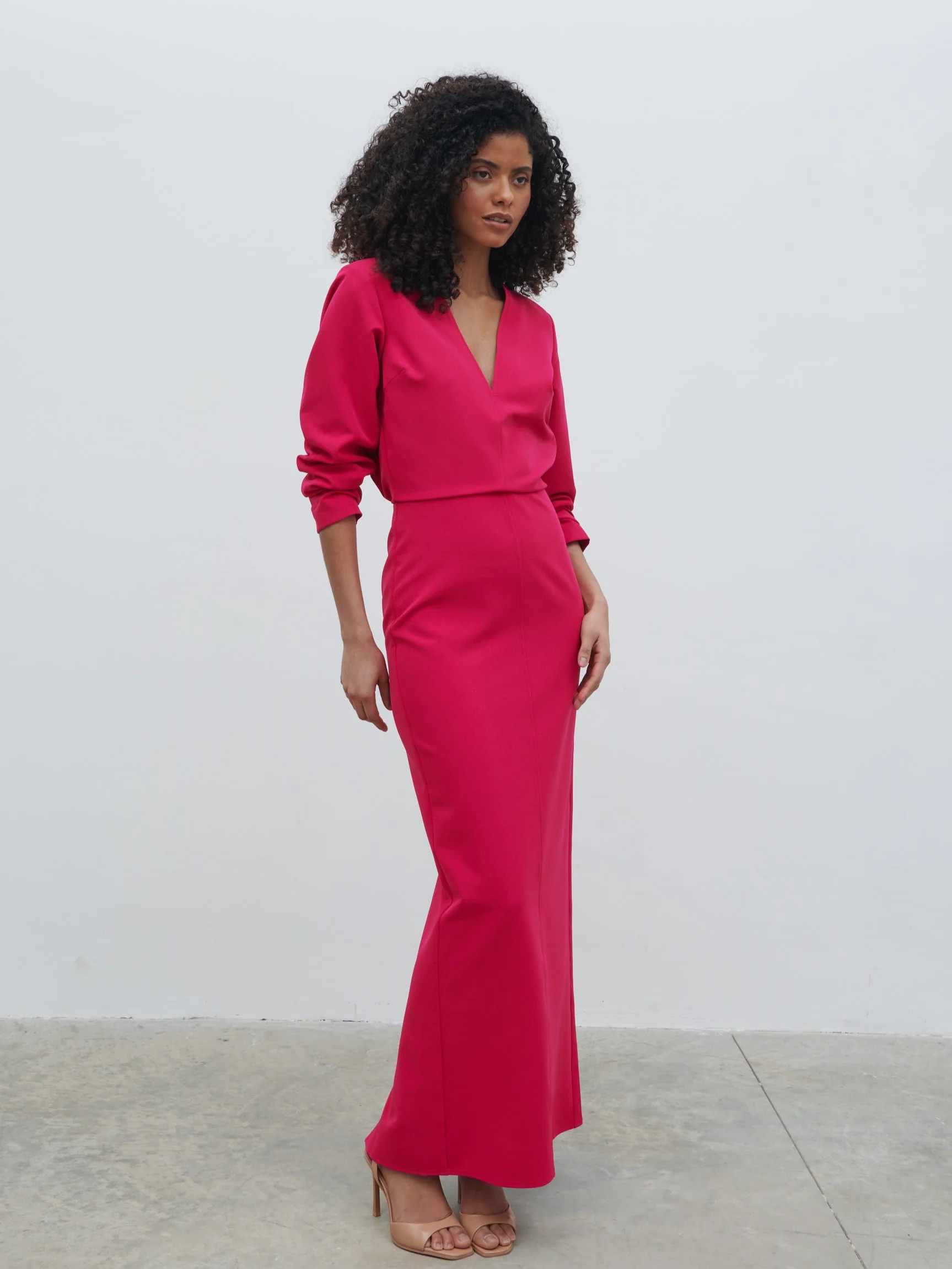 Escala V-Neck Maxi Dress - Fuchsia - Image 5