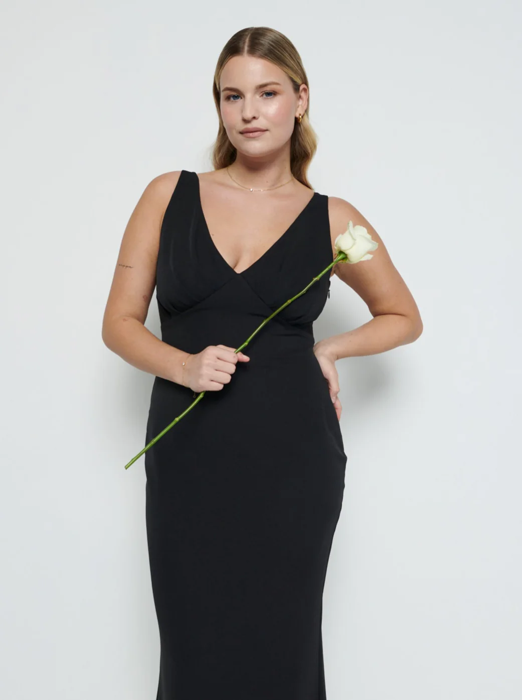 Esmee Crepe Maxi Bridesmaid Dress - Black - Image 2