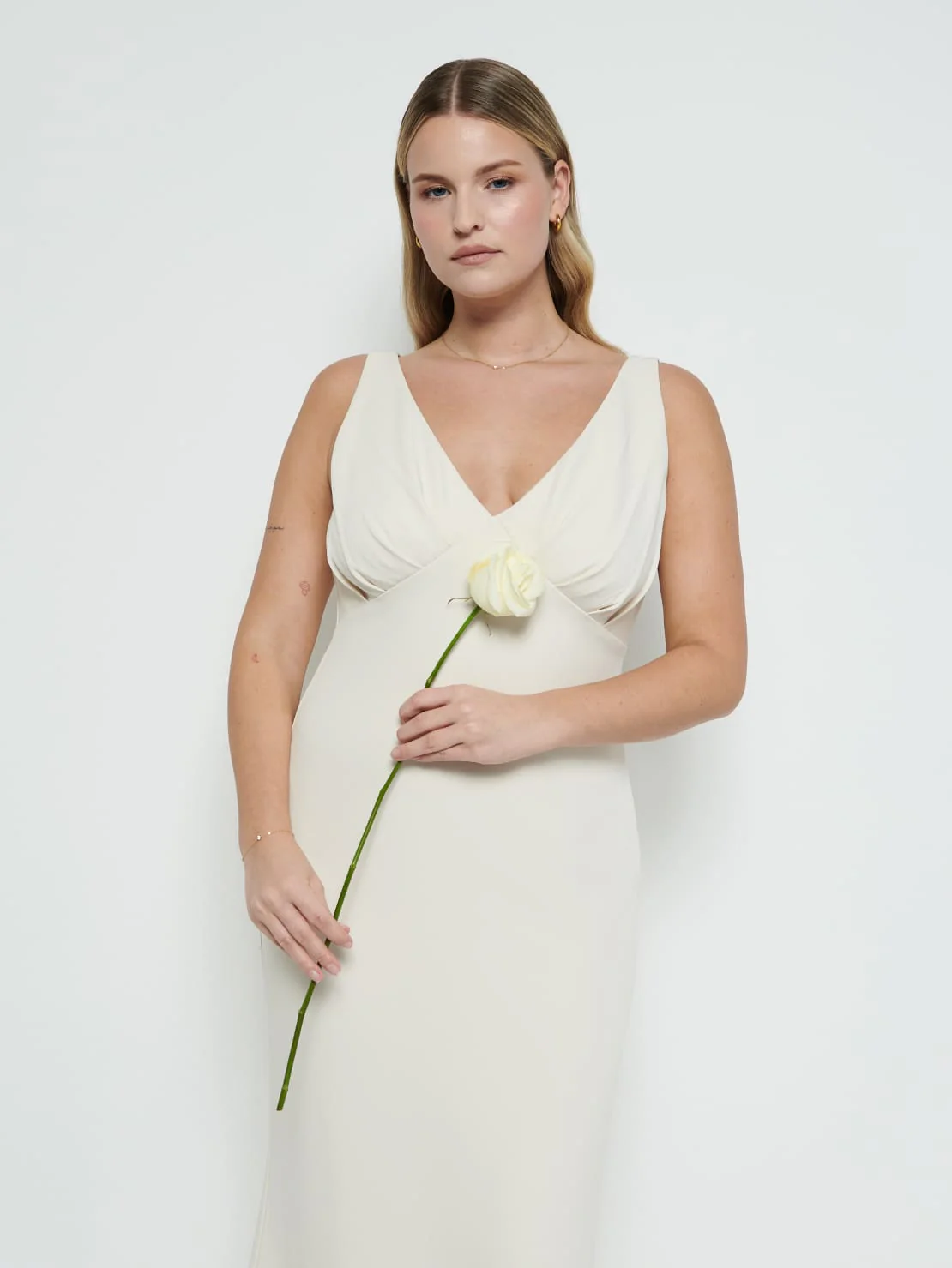 Esmee Crepe Maxi Bridesmaid Dress - Champagne - Image 2