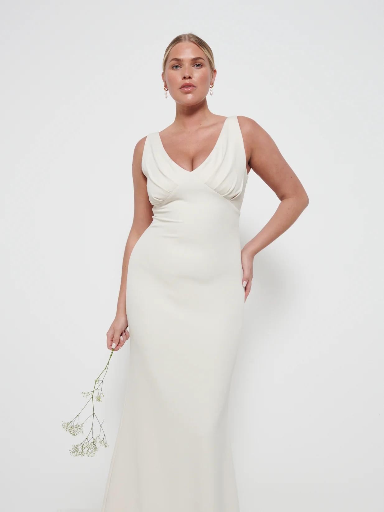 Esmee Crepe Bridesmaid Maxi Dress - Champagne - Image 2