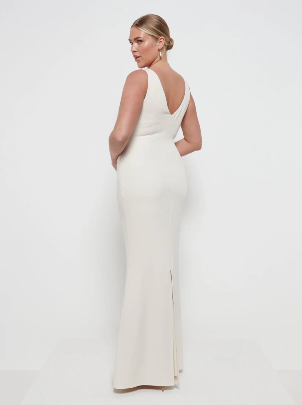 Esmee Crepe Bridesmaid Maxi Dress - Champagne - Image 3