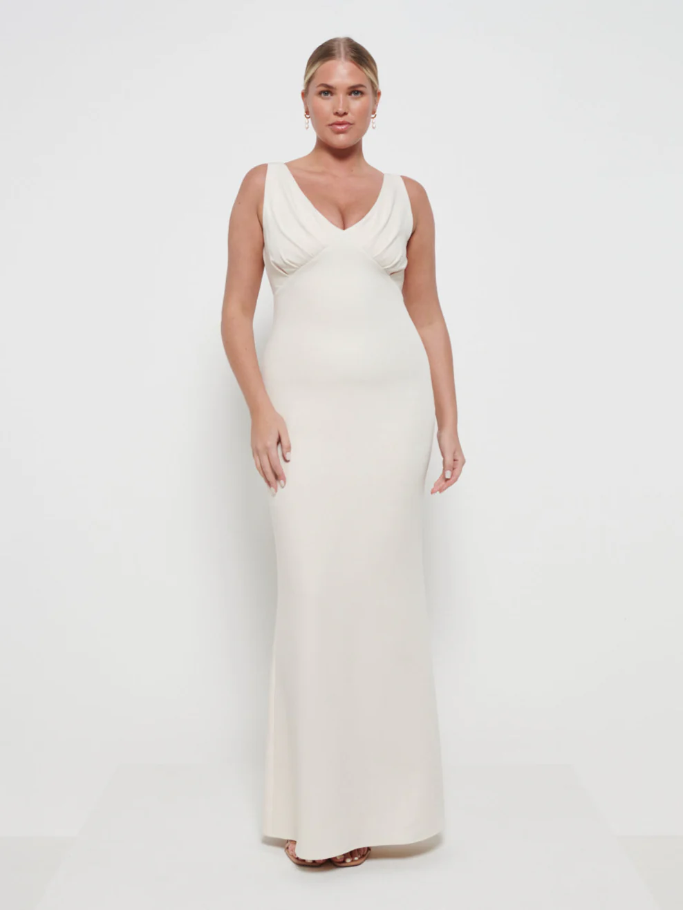 Esmee Crepe Bridesmaid Maxi Dress - Champagne - Image 4