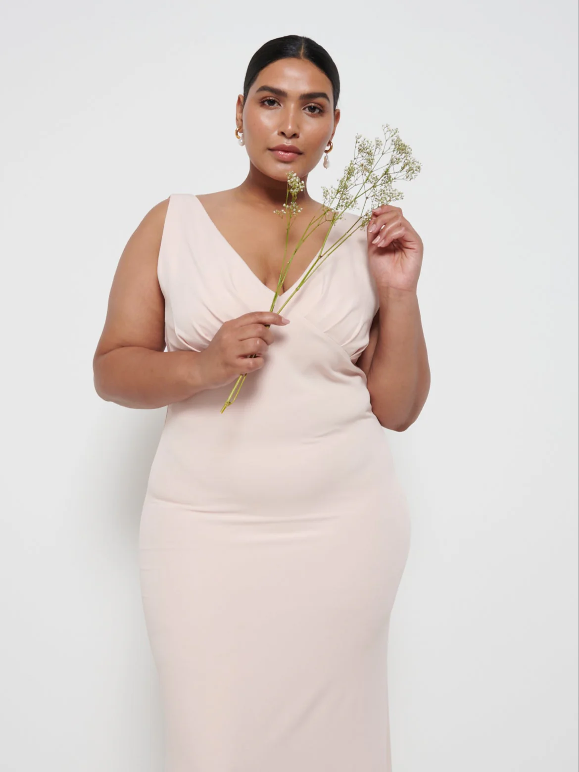 Esmee Crepe Maxi Bridesmaid Dress Curve - Blush - Image 2