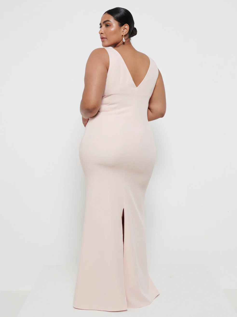 Esmee Crepe Maxi Bridesmaid Dress Curve - Blush - Image 3