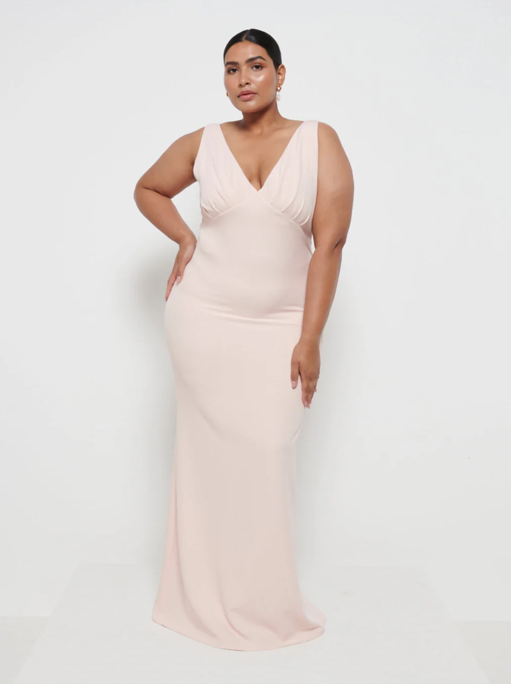 Esmee Crepe Maxi Bridesmaid Dress Curve - Blush - Image 4