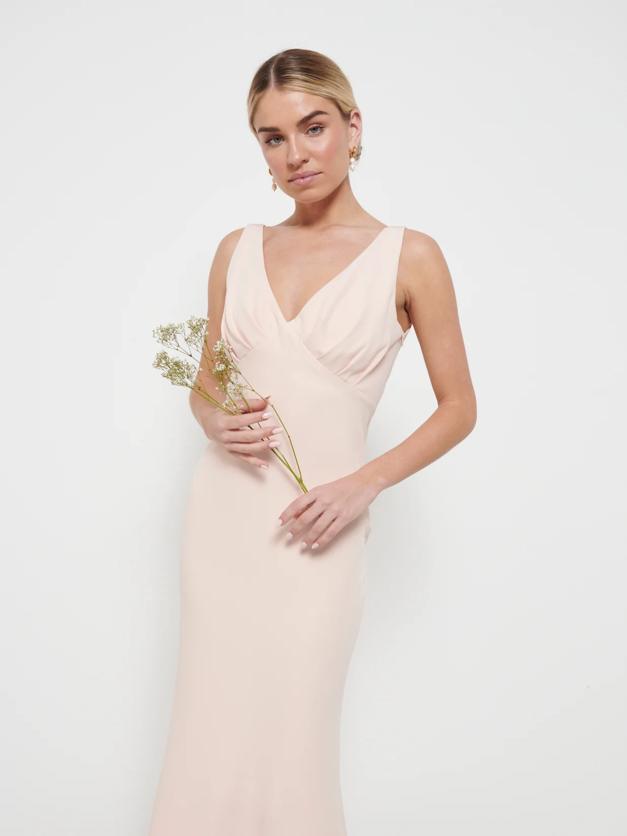 Esmee Crepe Maxi Bridesmaid Dress - Blush - Image 2