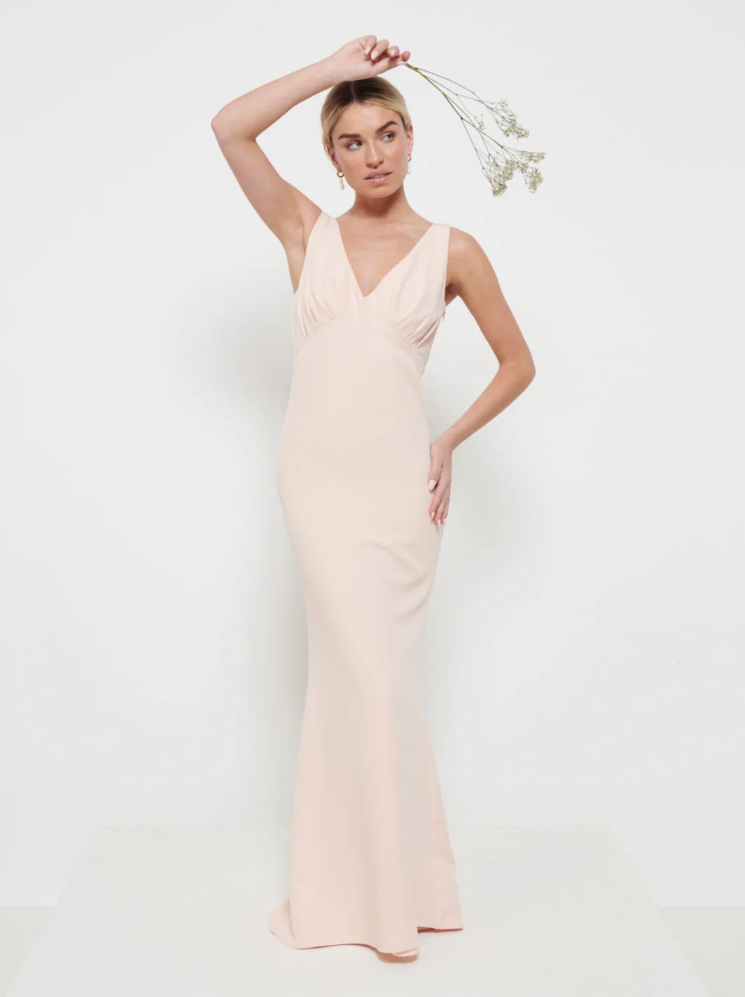 Esmee Crepe Maxi Bridesmaid Dress - Blush - Image 3