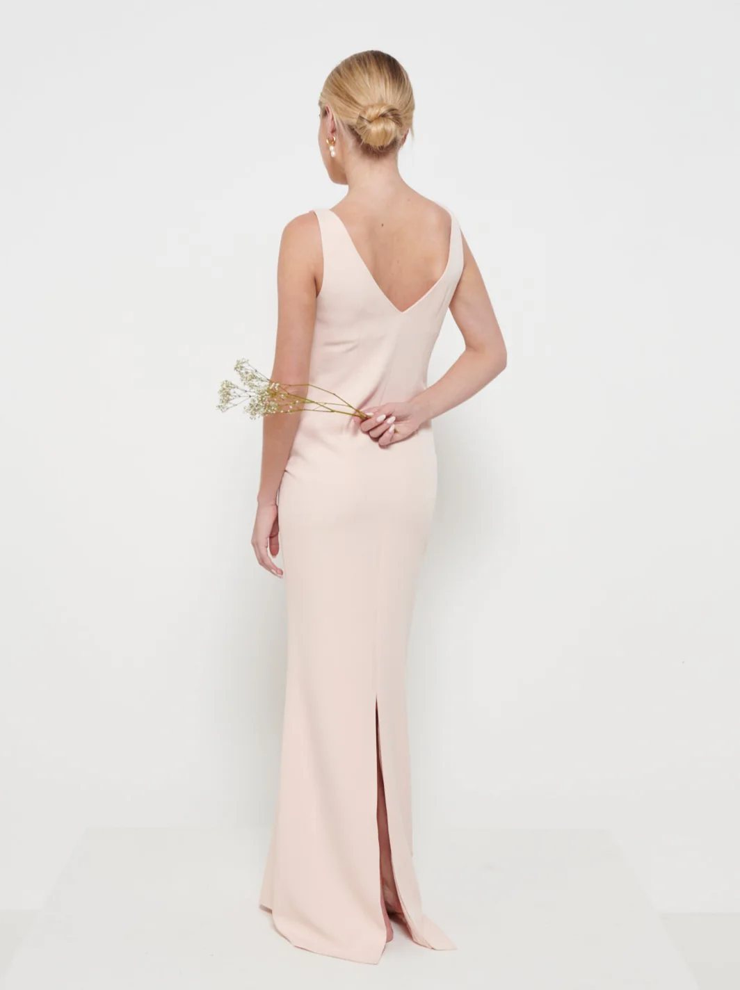 Esmee Crepe Maxi Bridesmaid Dress - Blush - Image 4