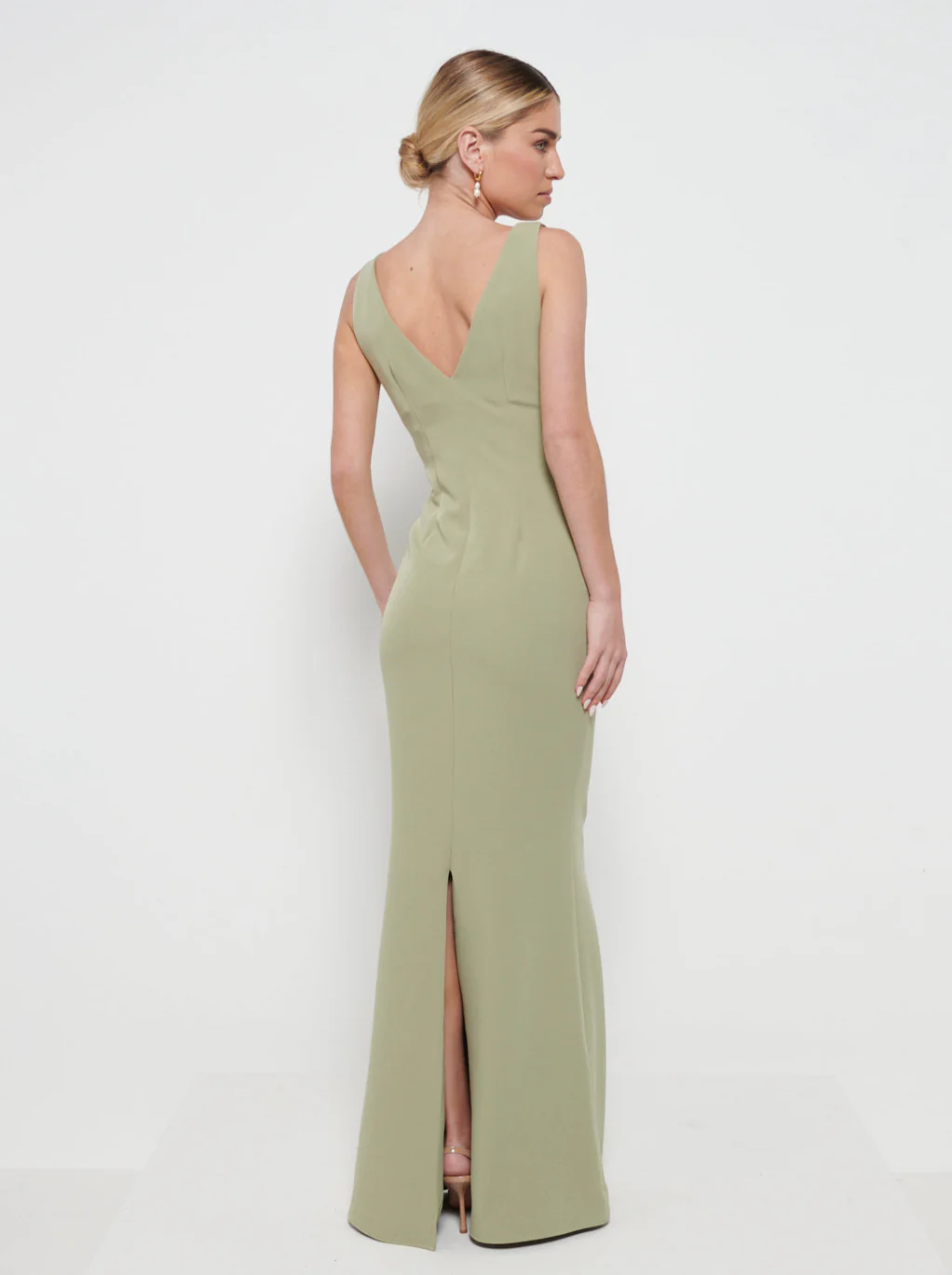 Esmee Crepe Maxi Bridesmaid Dress - Olive - Image 3