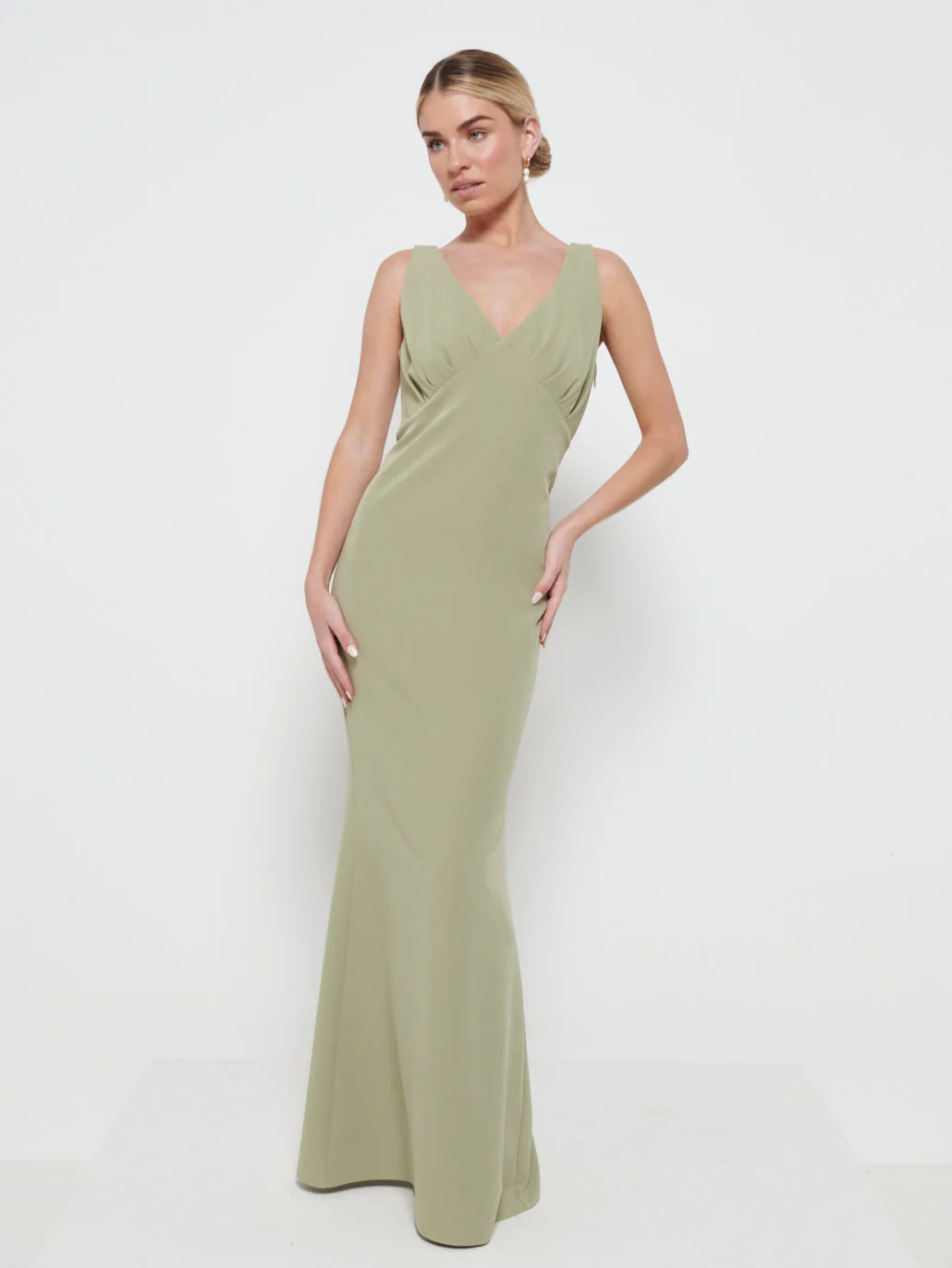 Esmee Crepe Maxi Bridesmaid Dress - Olive - Image 4