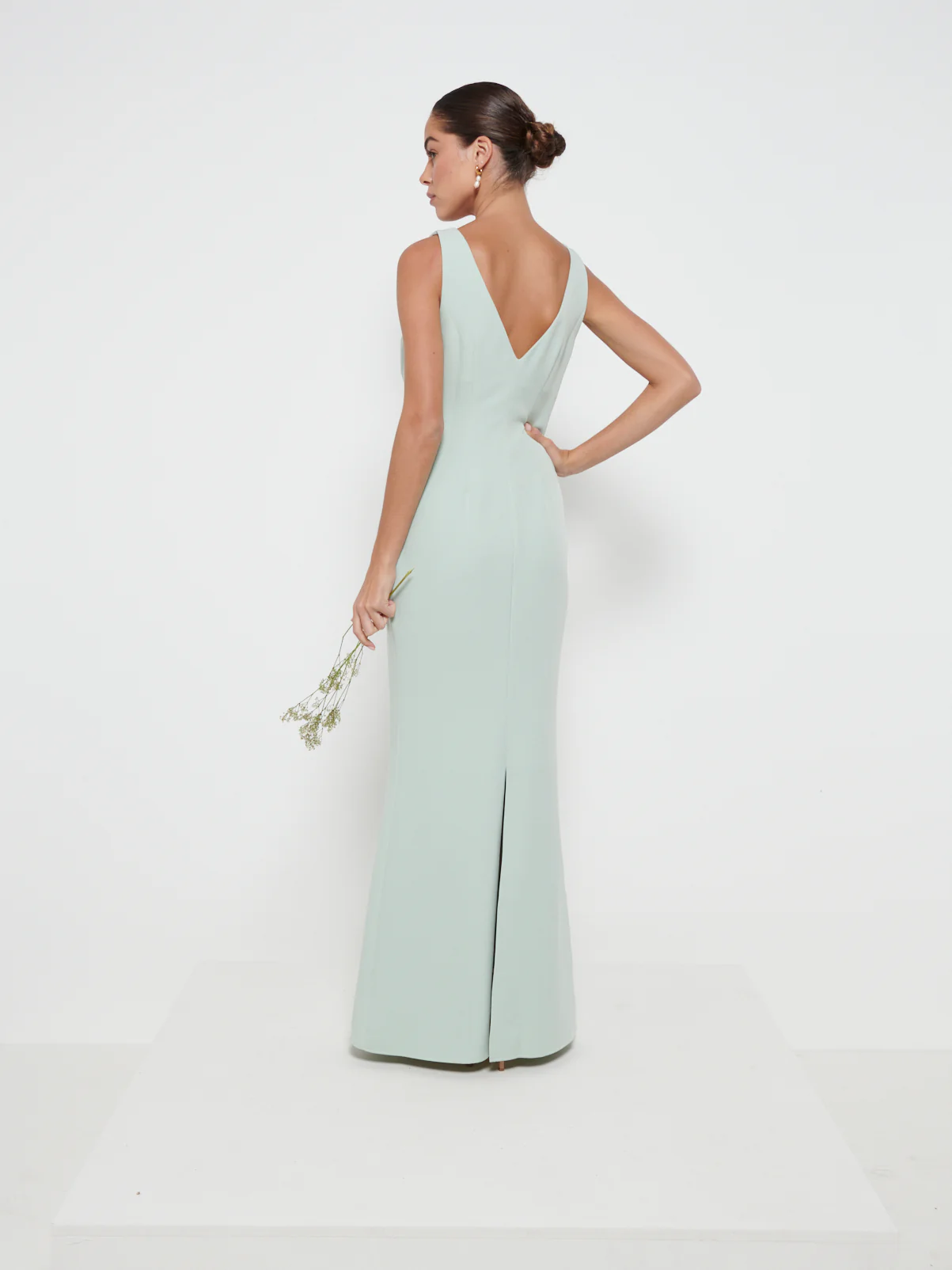 Esmee Crepe Maxi Bridesmaid Dress - Sage - Image 3