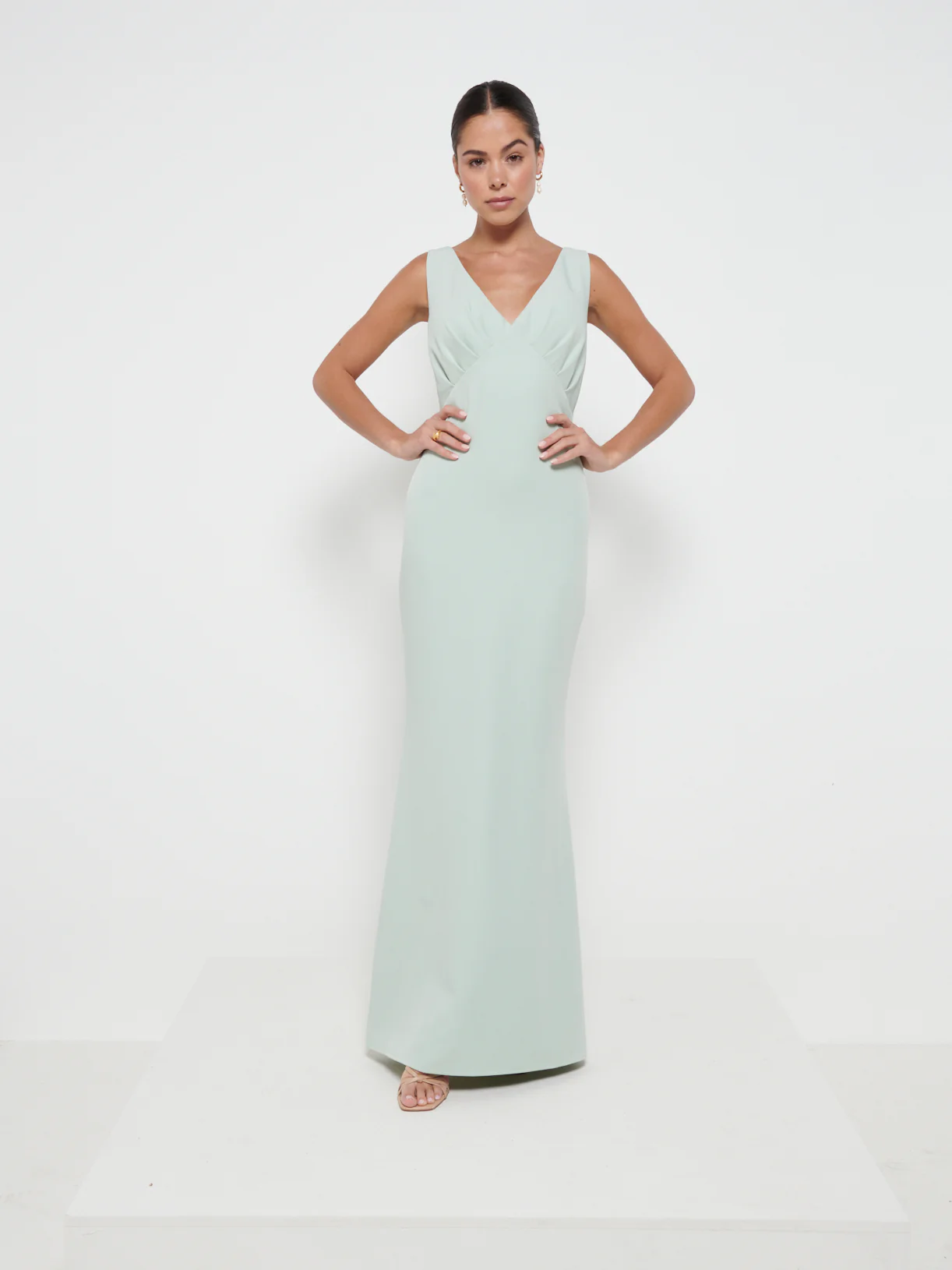Esmee Crepe Maxi Bridesmaid Dress - Sage - Image 4