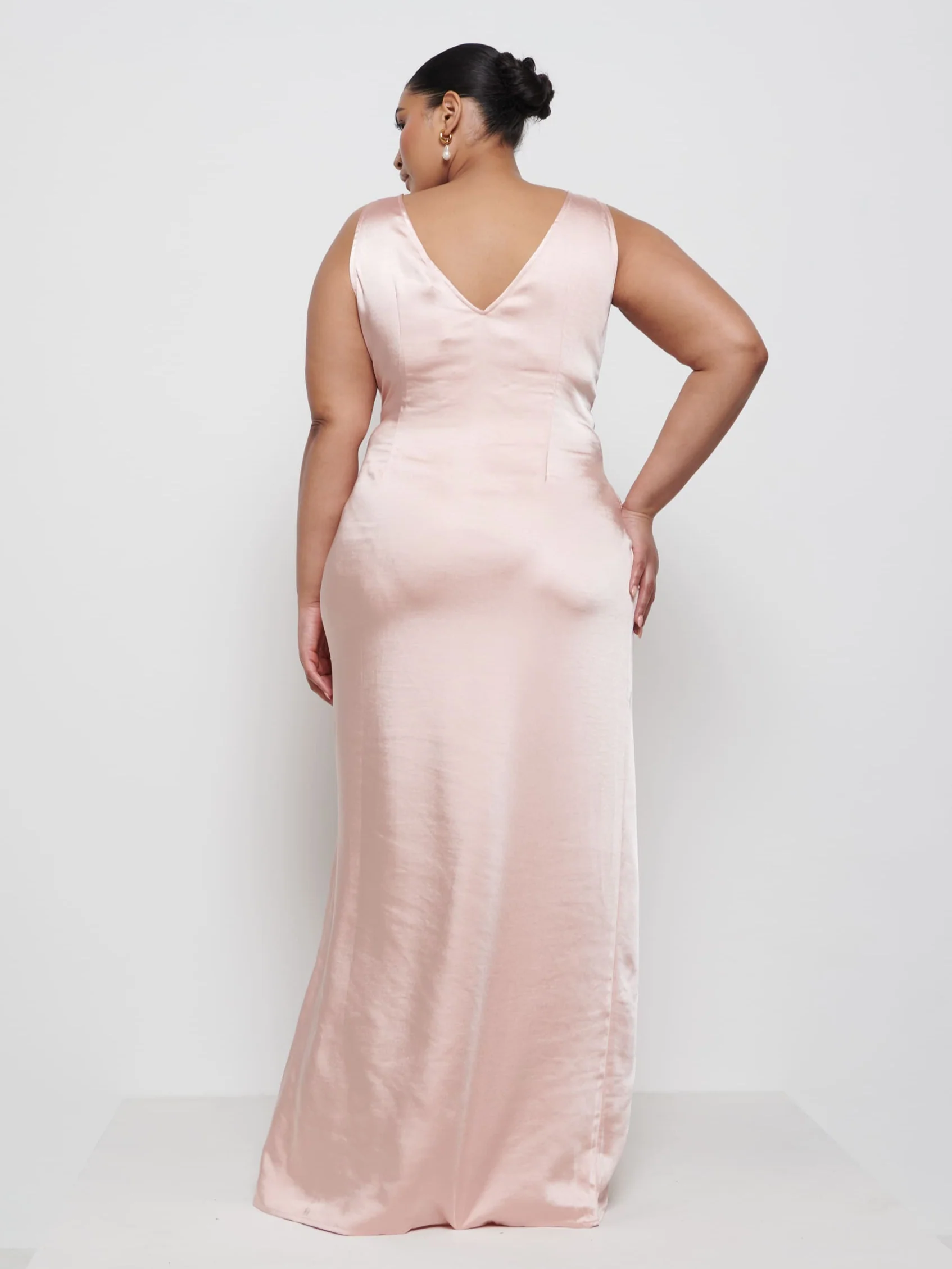 Esmee Wrap Maxi Bridesmaid Dress Curve - Blush - Image 3