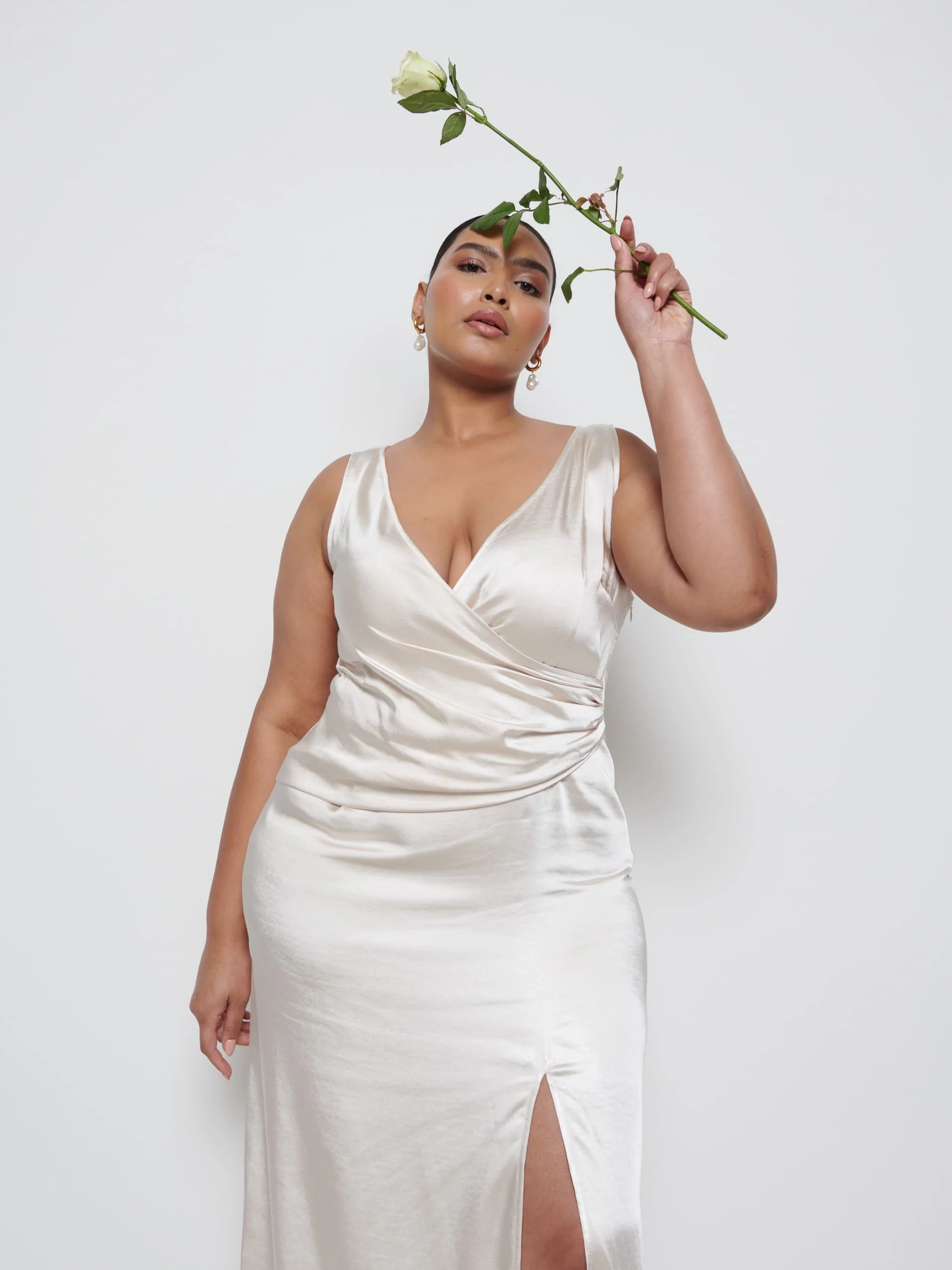 Esmee Wrap Maxi Bridesmaid Dress Curve - Champagne - Image 2
