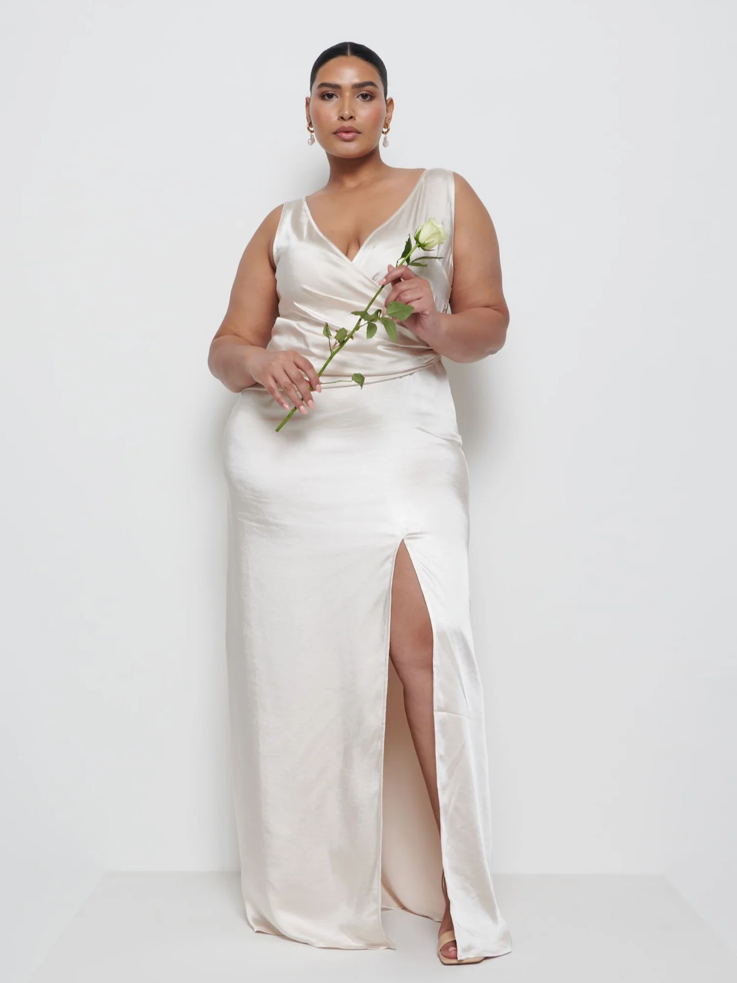 Esmee Wrap Maxi Bridesmaid Dress Curve - Champagne - Image 4
