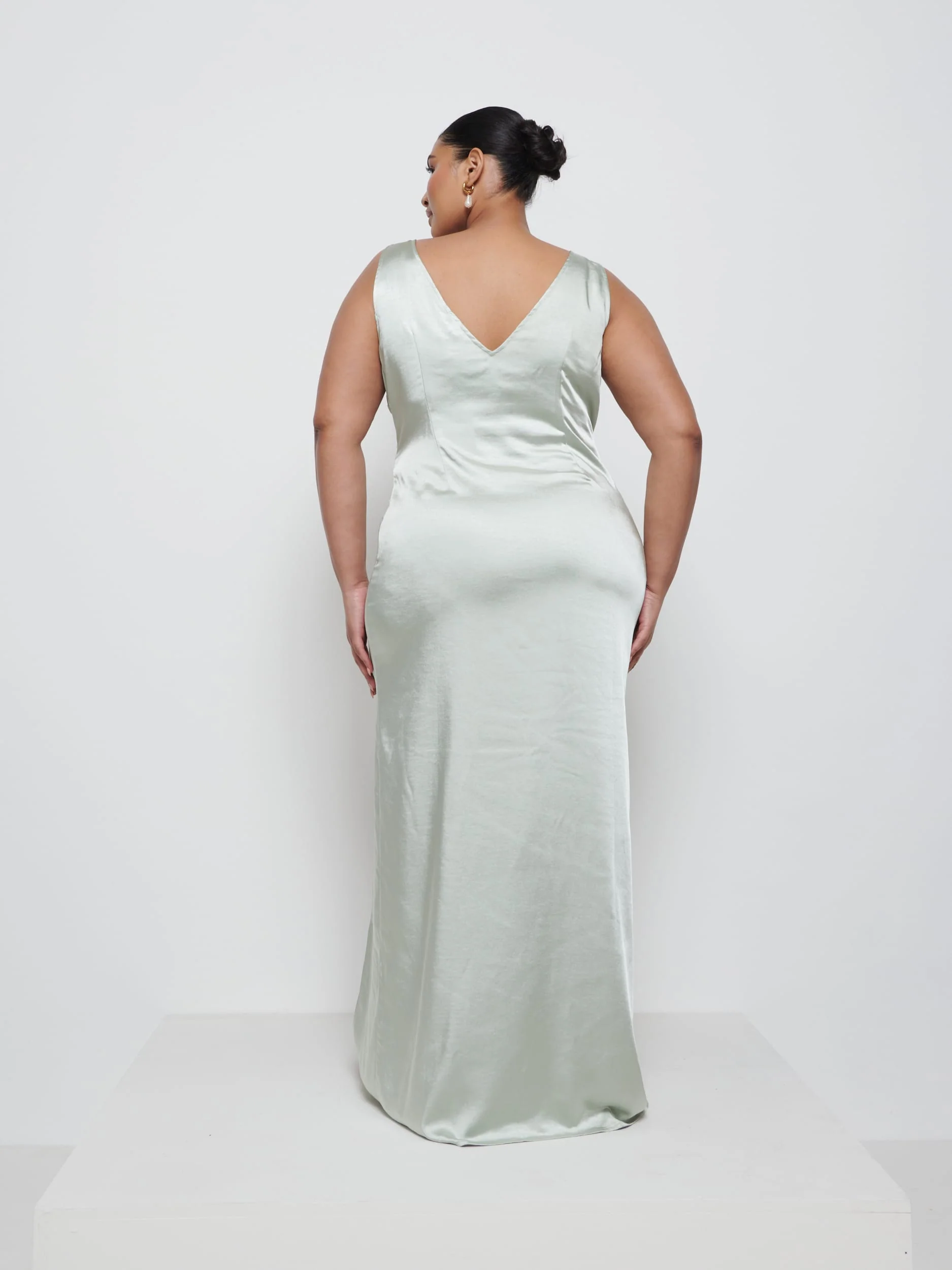 Esmee Wrap Maxi Bridesmaid Dress Curve - Sage - Image 3