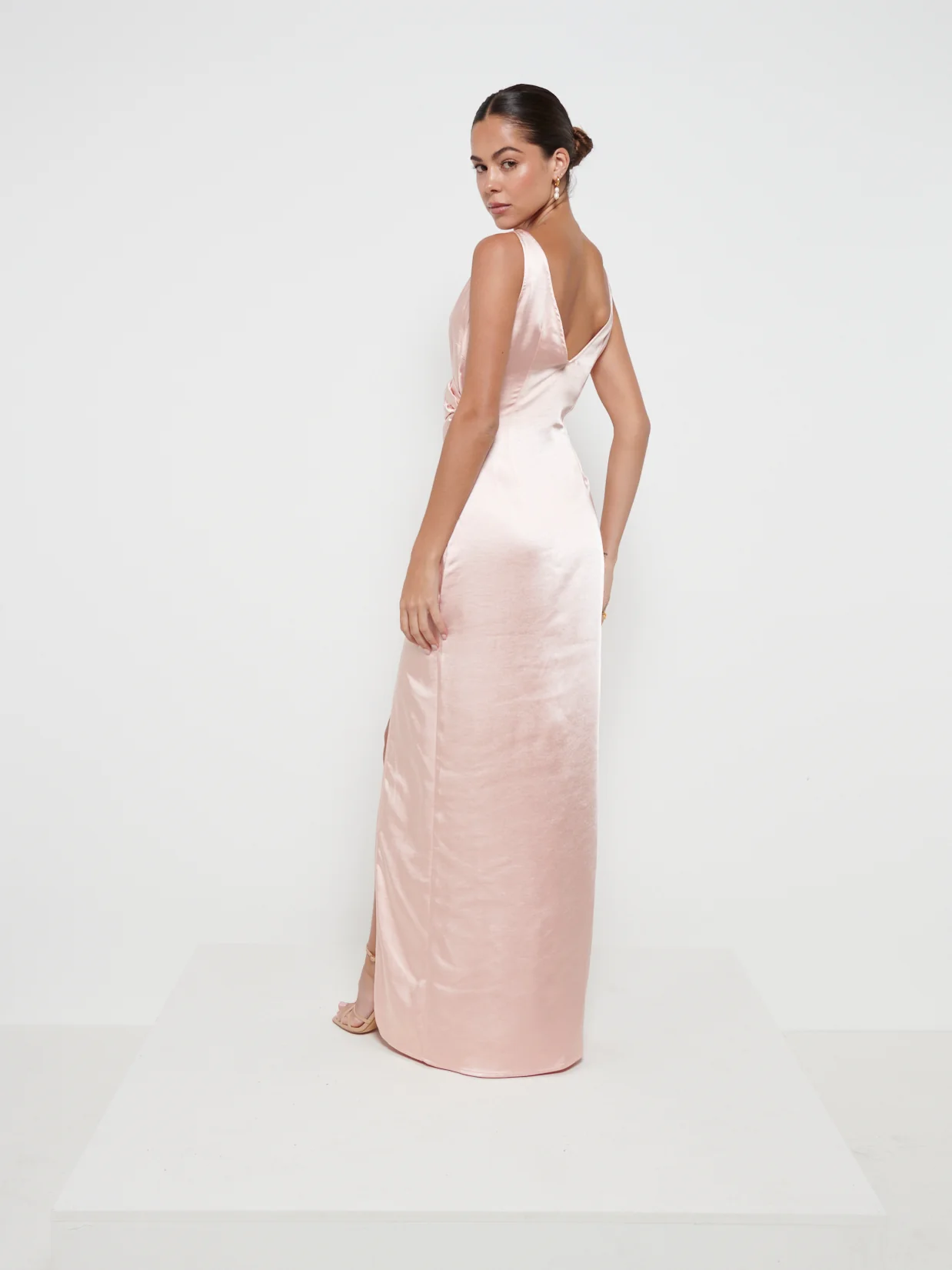 Esmee Wrap Maxi Bridesmaid Dress - Matte True Blush - Image 4
