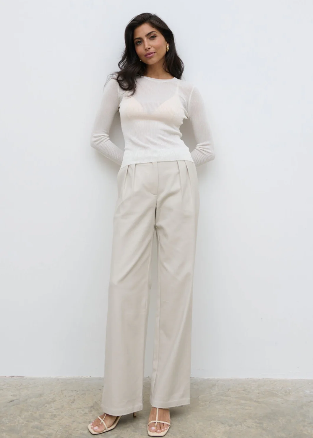 Essie Sheer Knit Top - Cream - Image 3